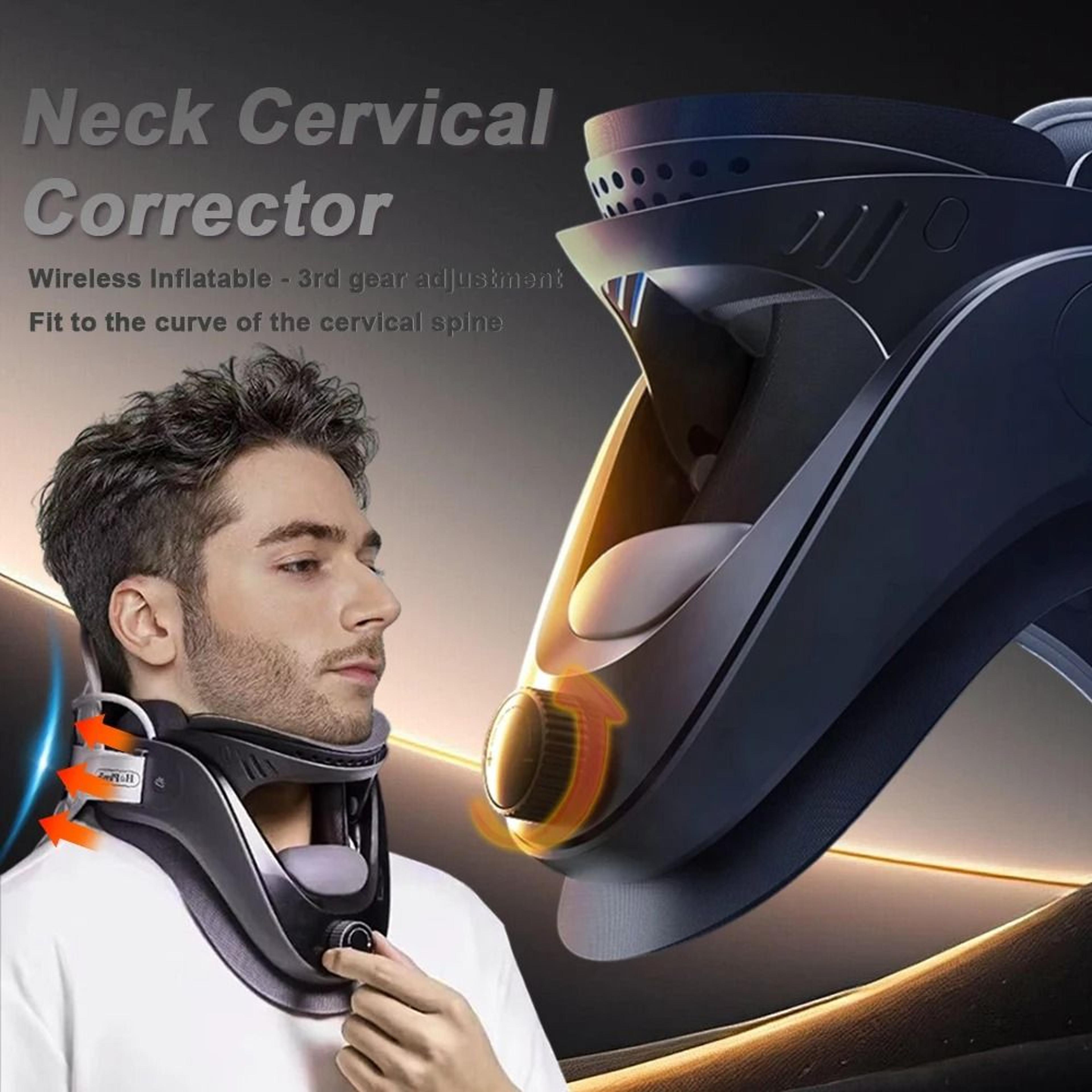 inflatable cervical traction device and posture corrector