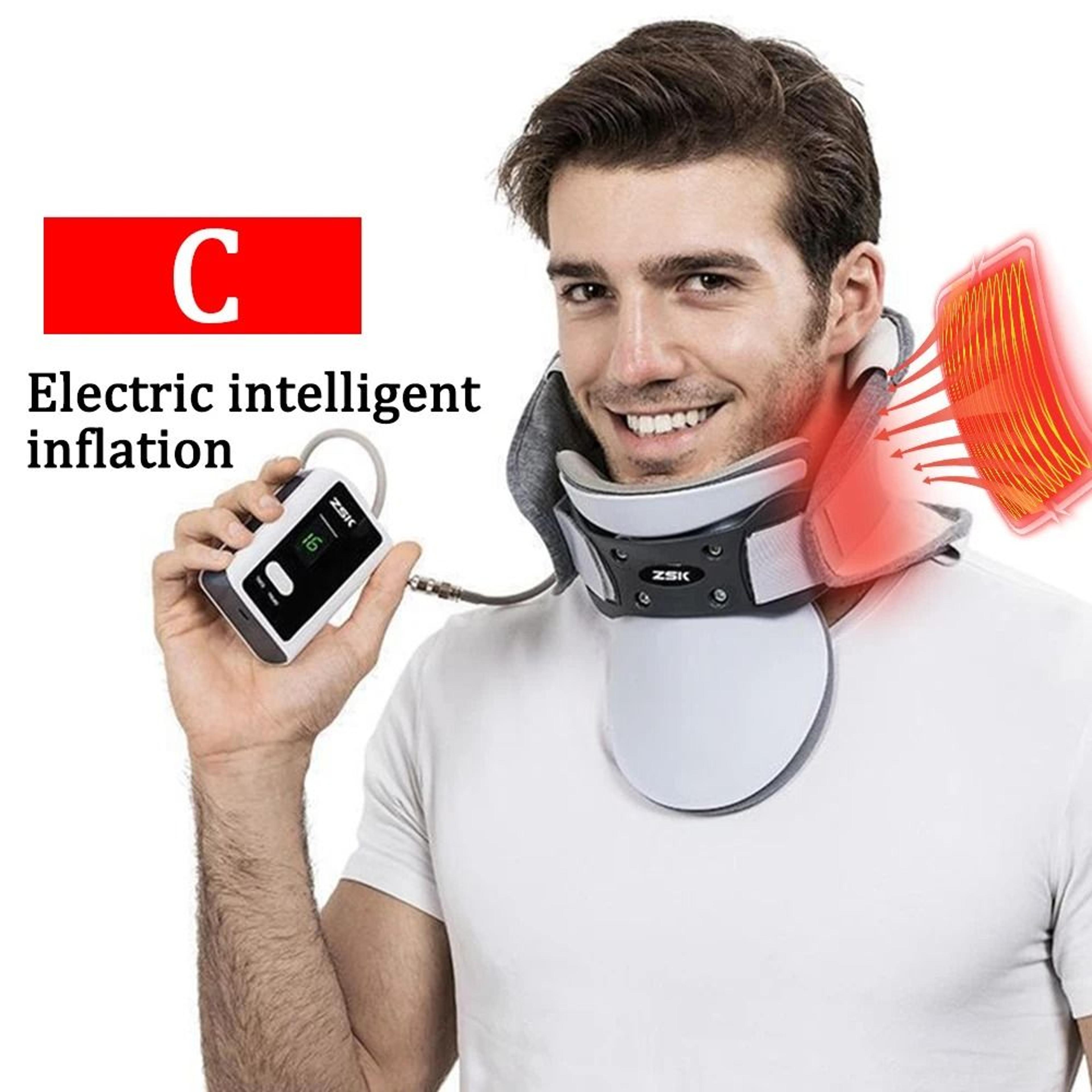inflatable neck traction device with hot compress therapy