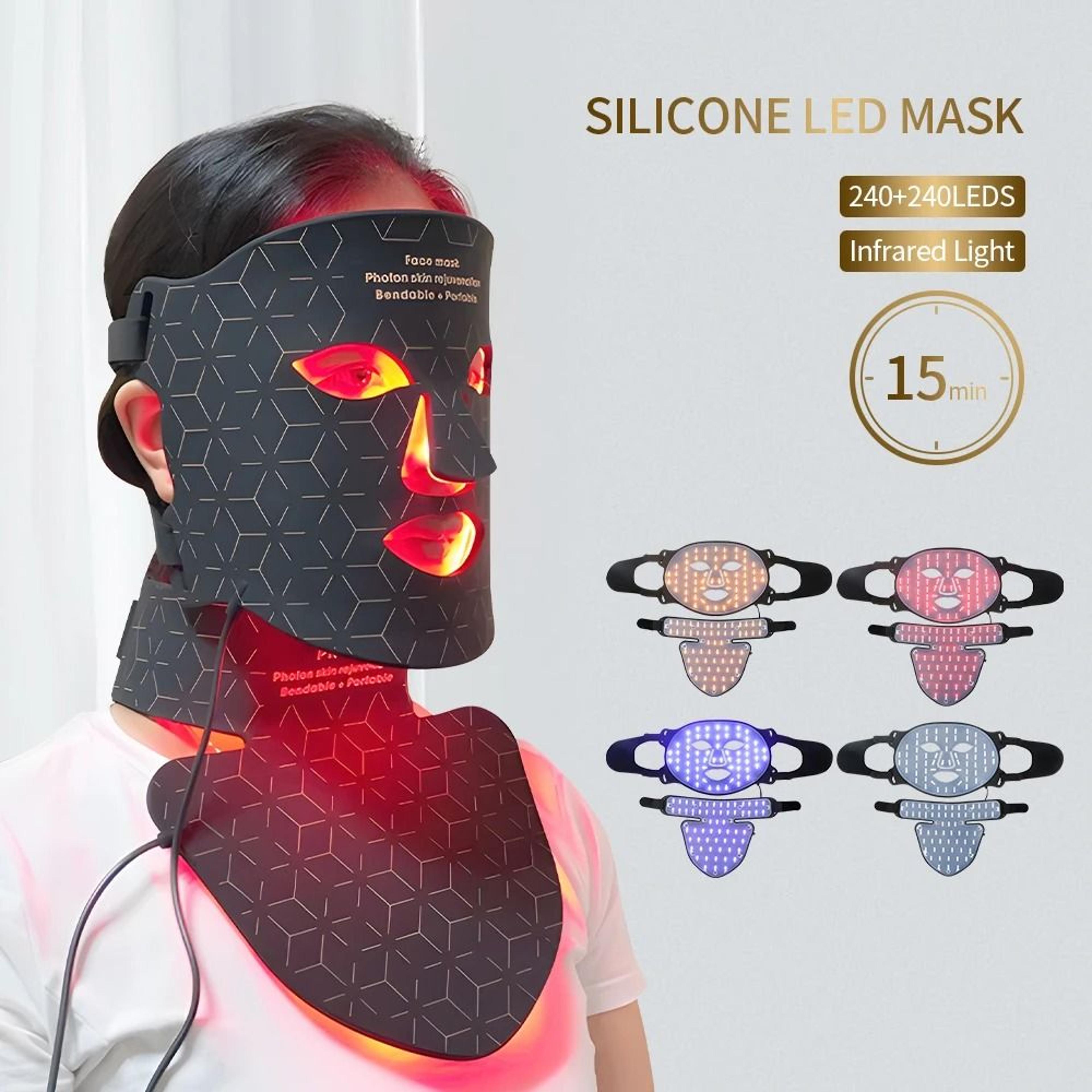 3d silicone face and neck led phototherapy mask