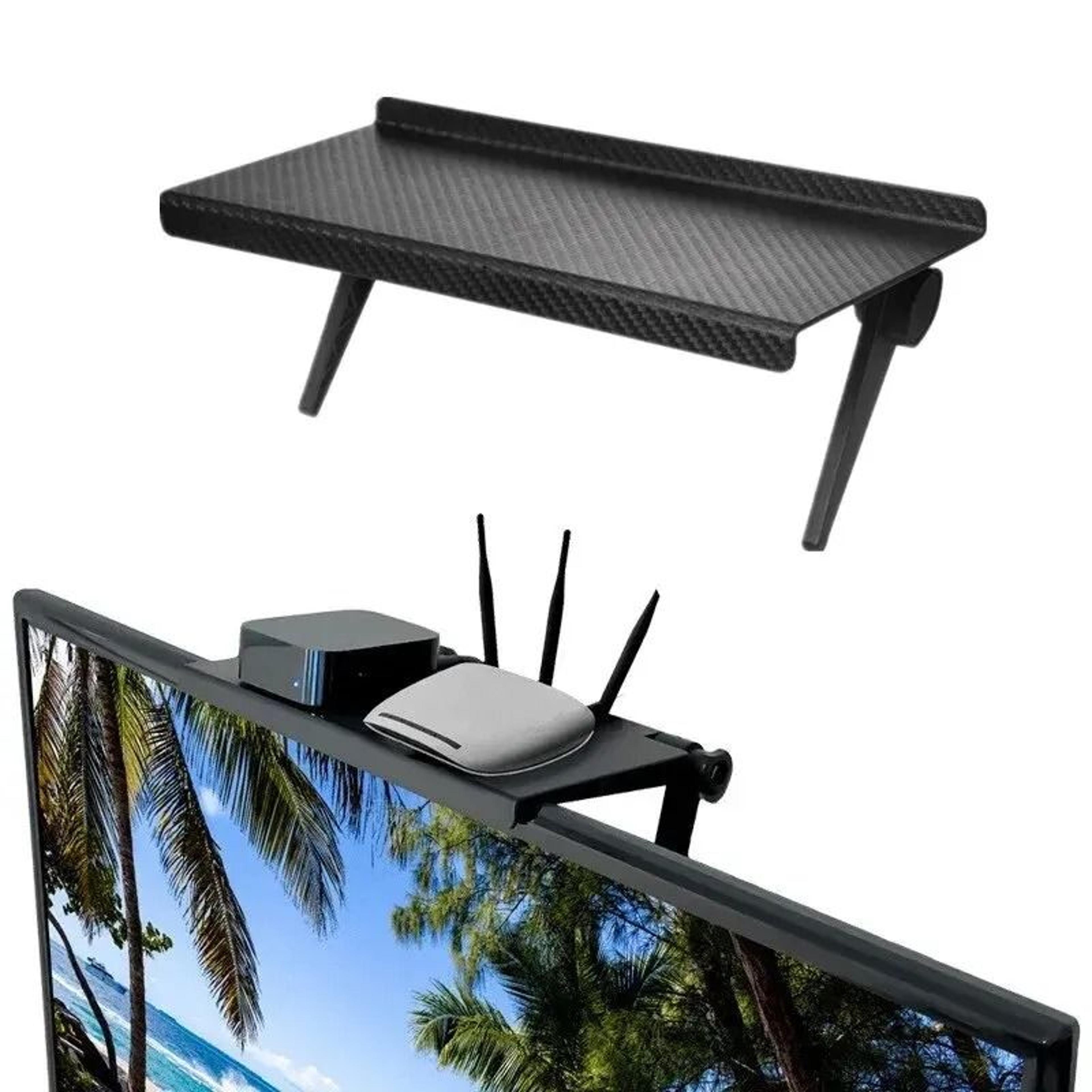 adjustable screen top storage shelf for monitors and tvs