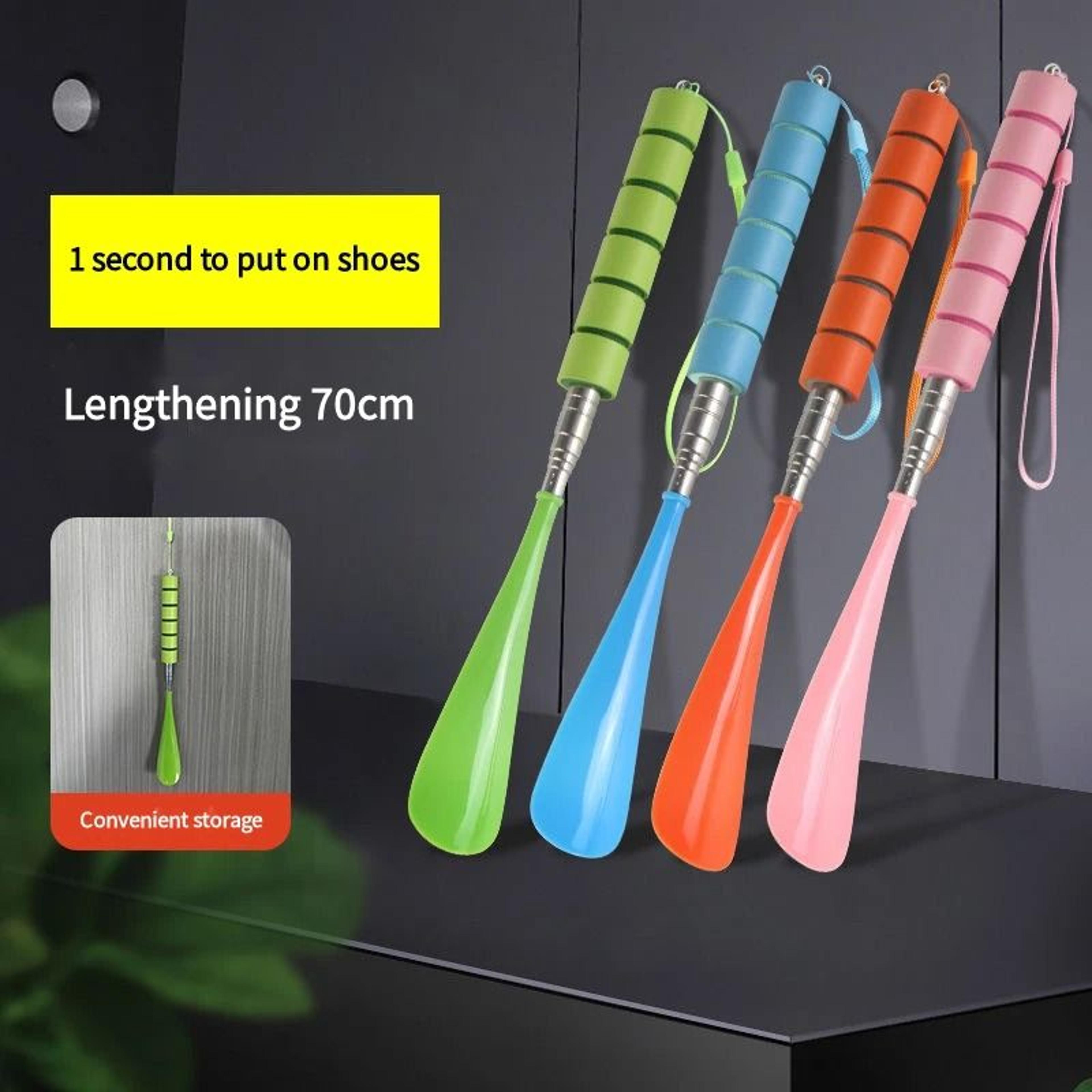 stretchable telescopic long-handle metal shoehorn