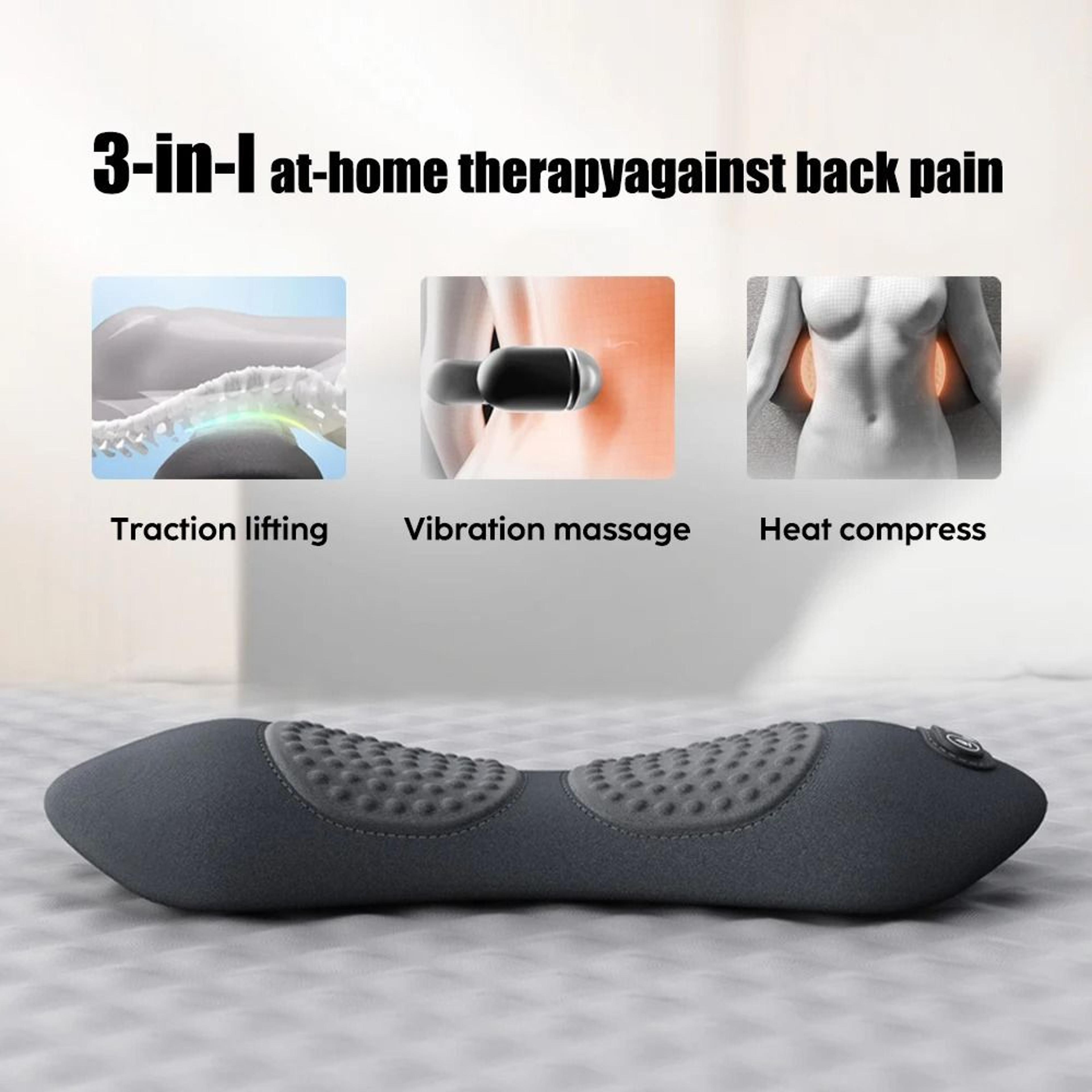 3-in-1 electric heating & vibrating lumbar support pillow