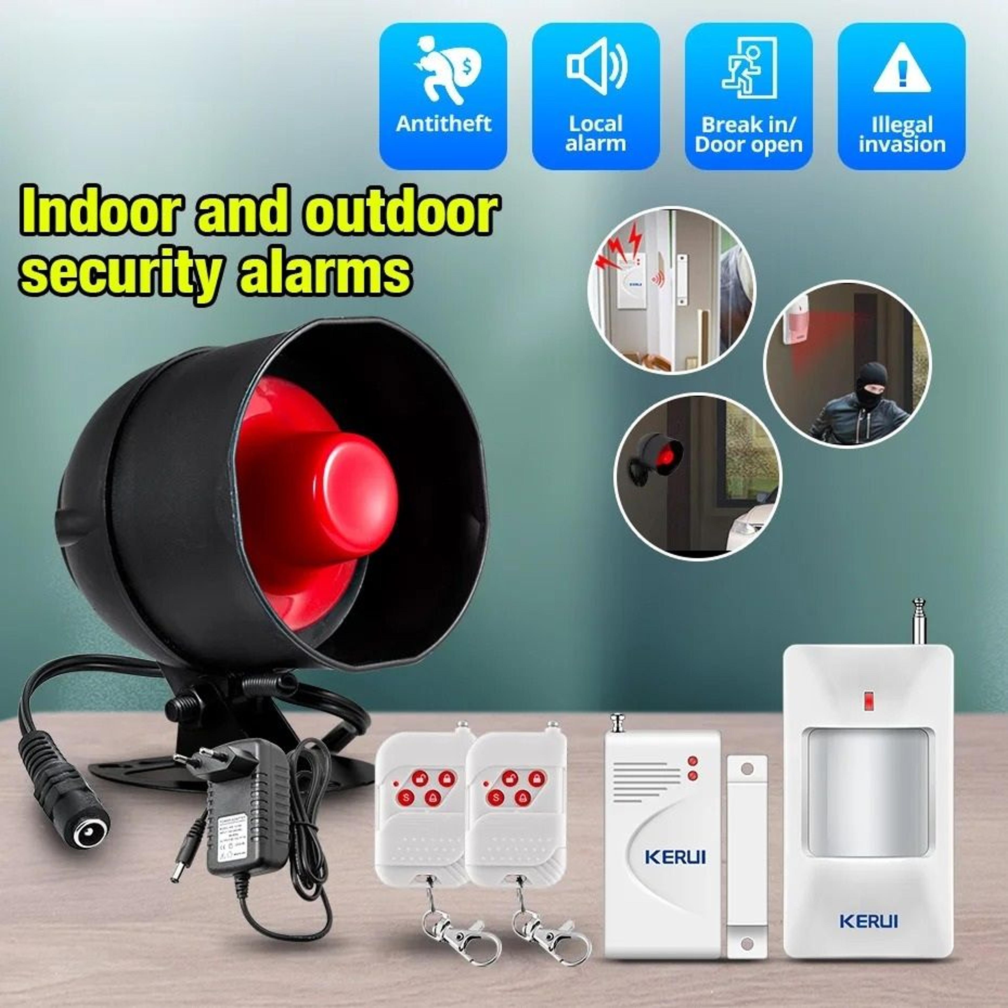 standalone wireless motion siren - easy-setup home & garage security alarm