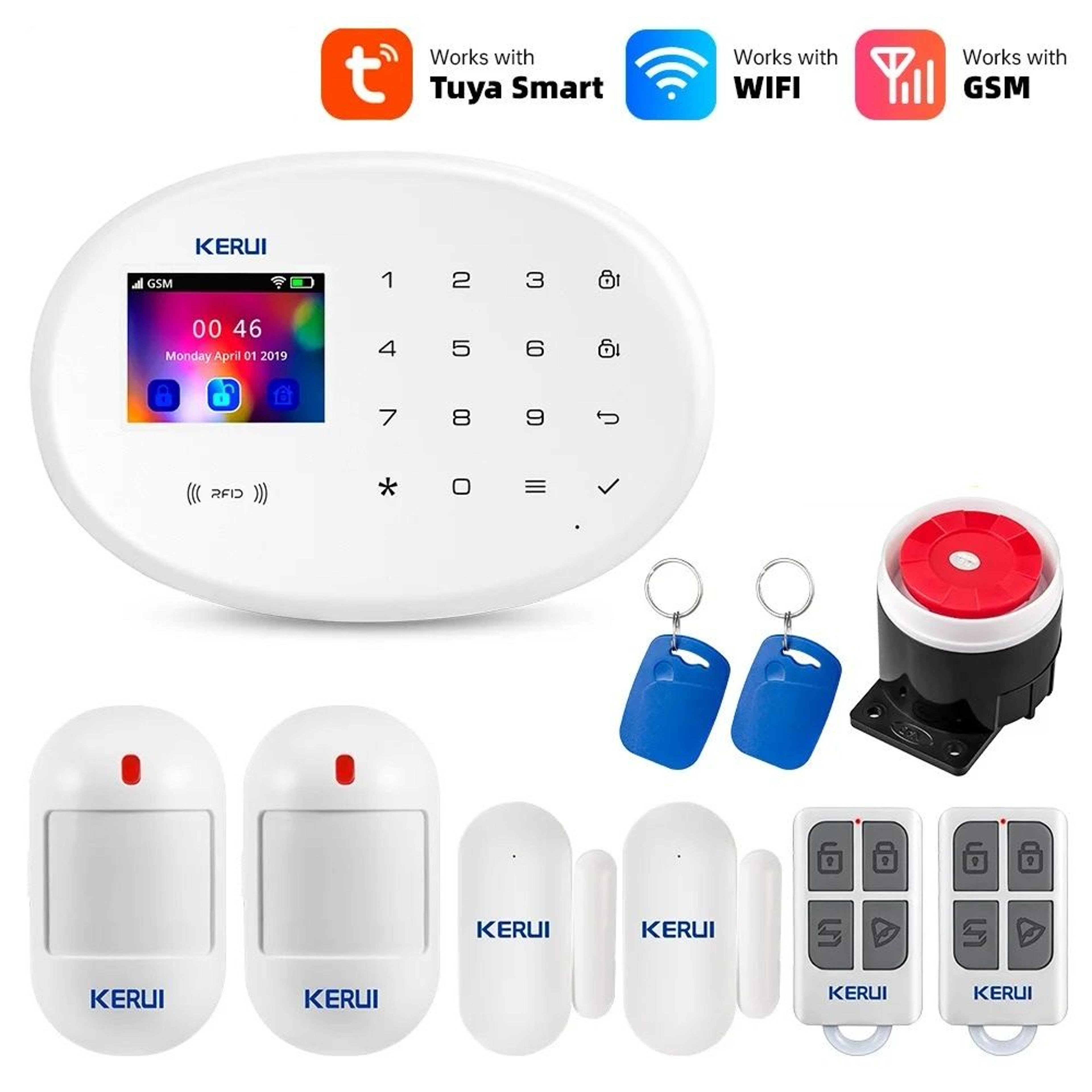 dual-network color display security hub - 1.7-inch wifi & gsm alarm system