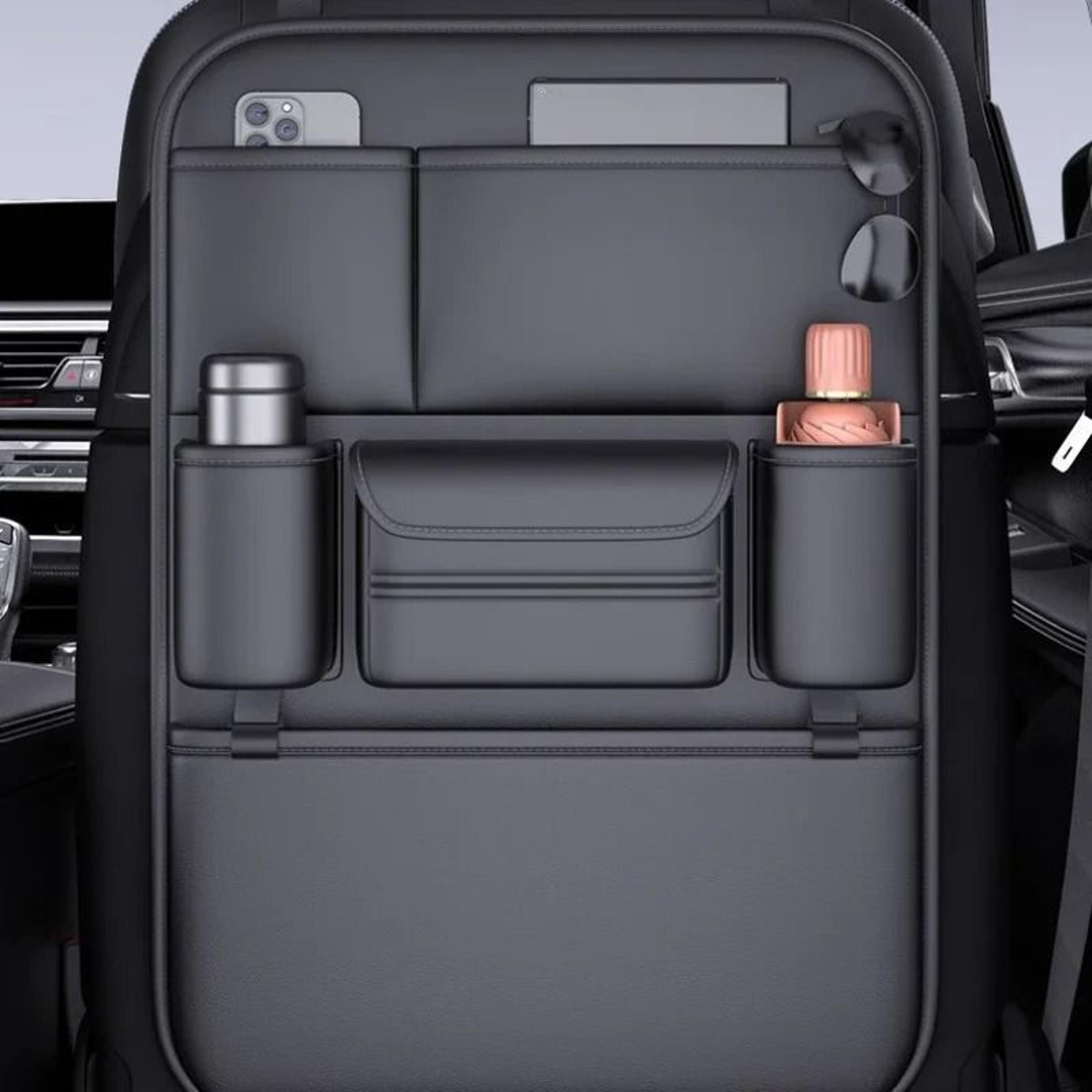 luxury faux leather seat back organizer – large capacity multi-pocket vehicle storage