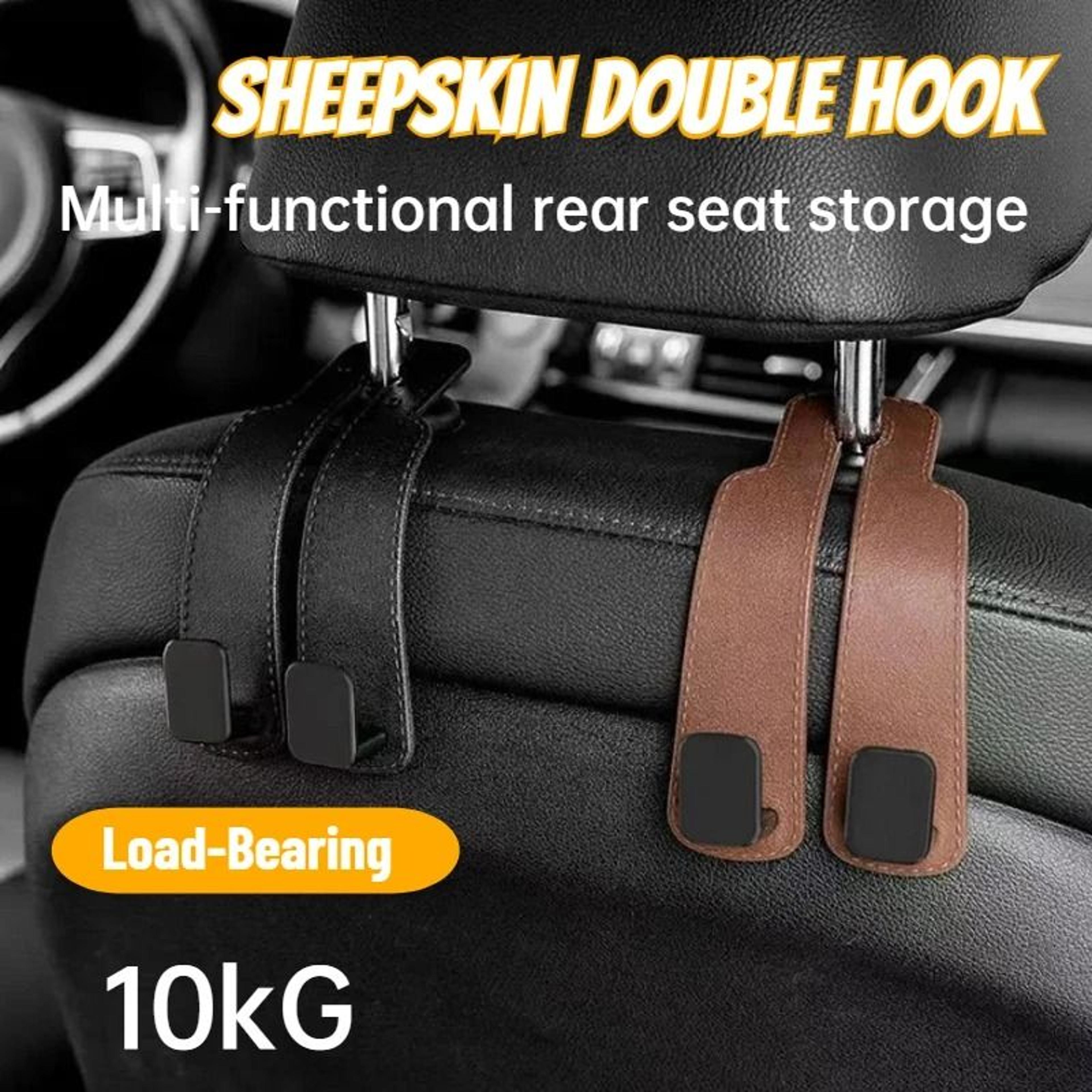 luxury suede double-ended car hook – multi-functional headrest storage & phone holder