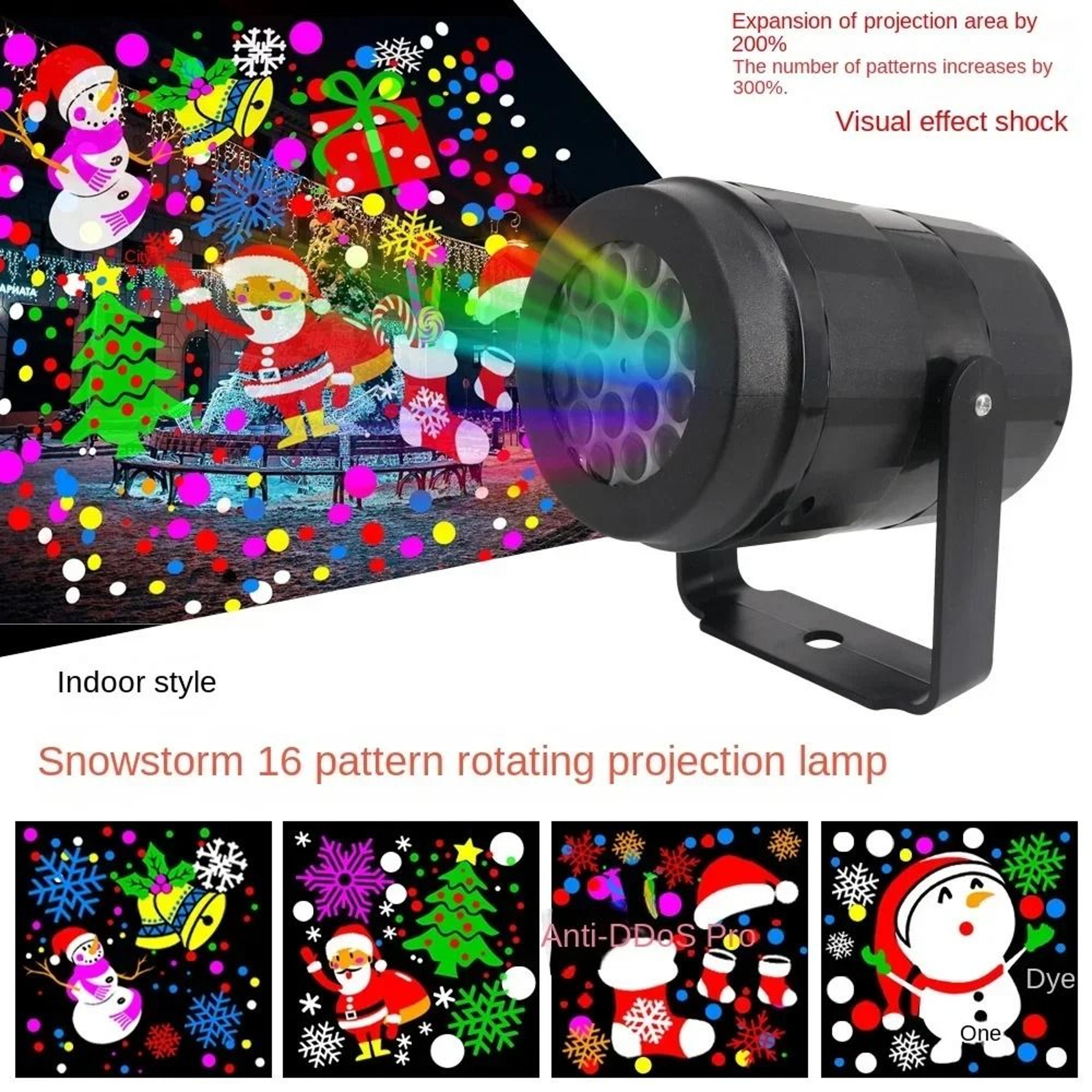 usb snowflake holiday projector – 360° rotating led christmas pattern light