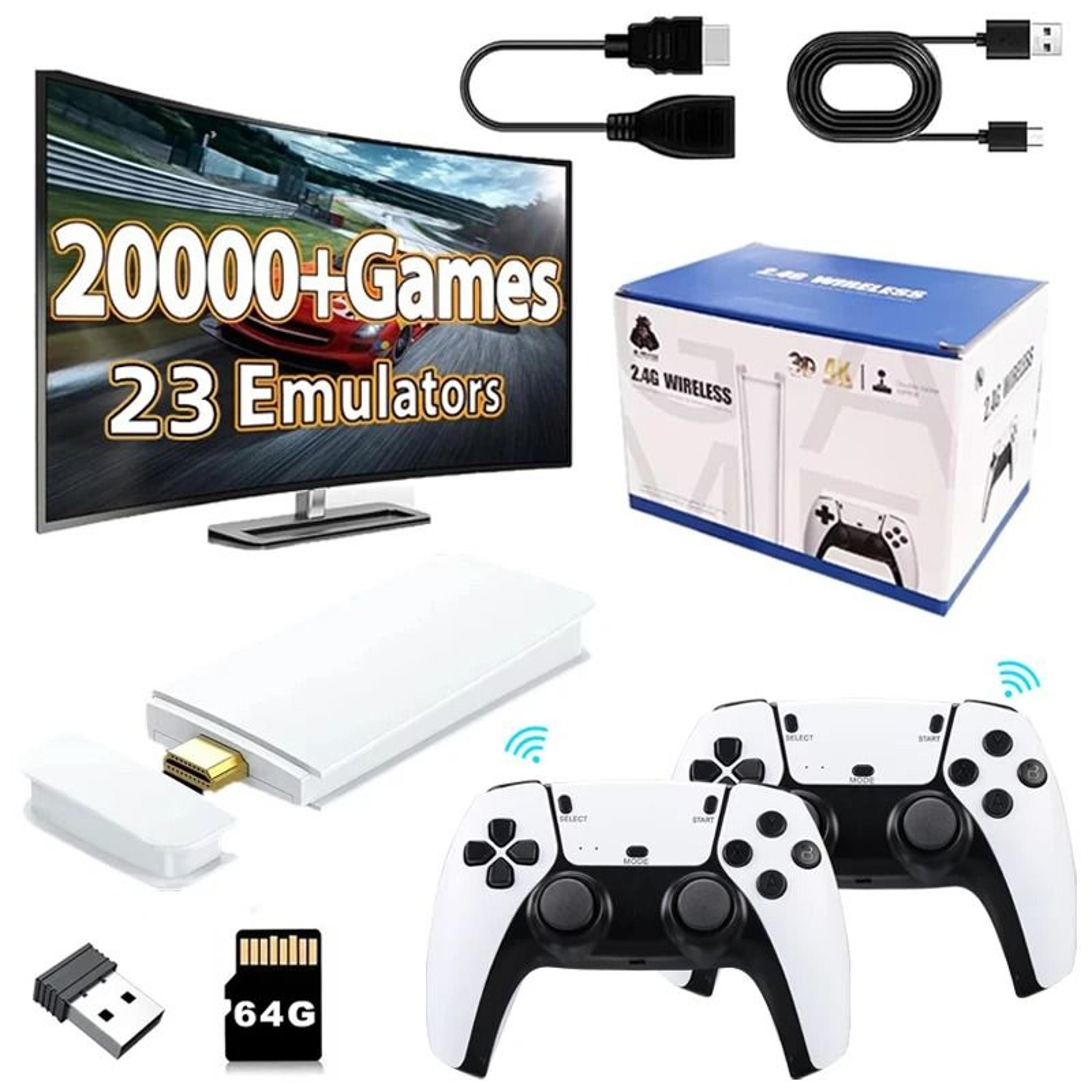 4k ultra hd retro game stick – 20,000+ classic games with dual 2.4g wireless controllers