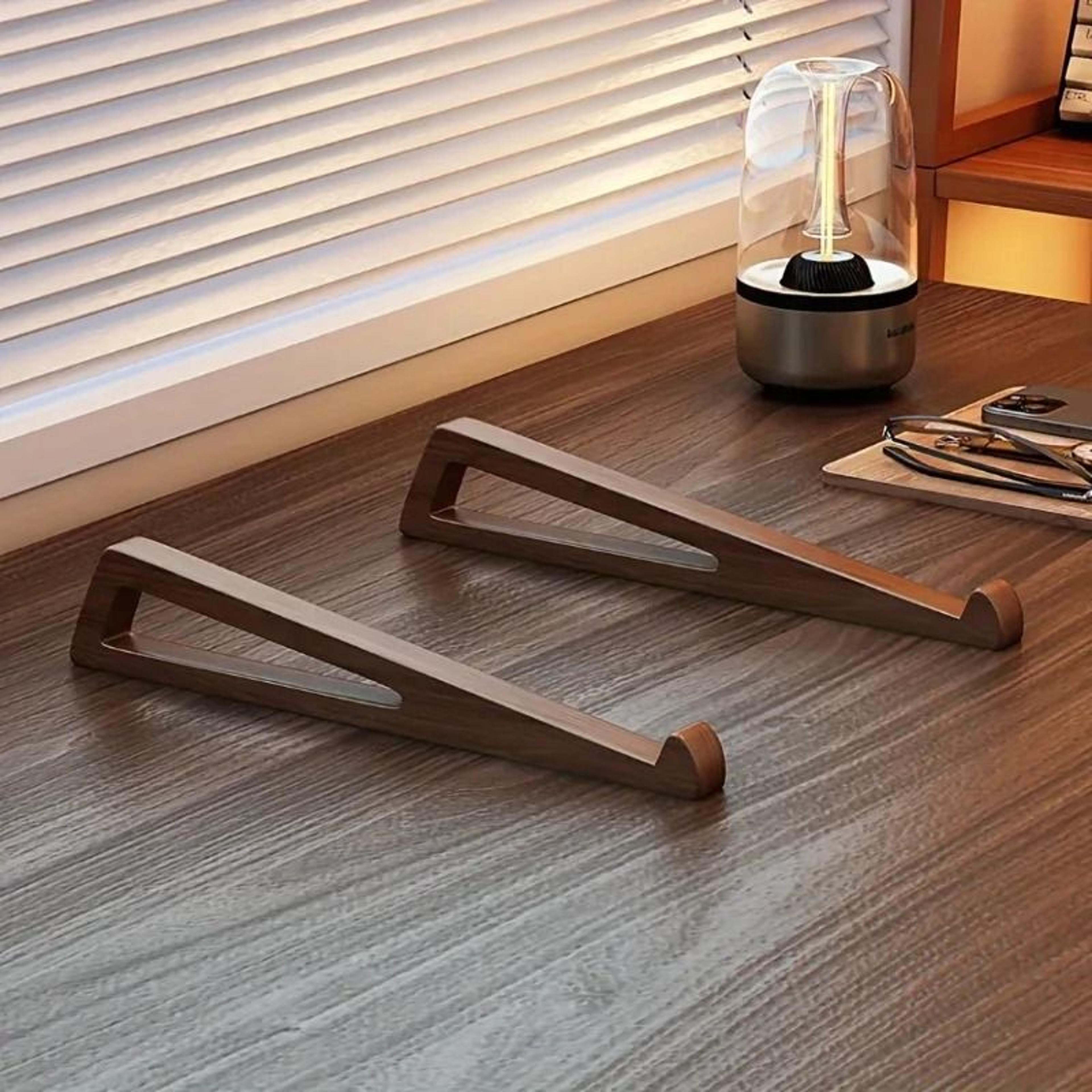 portable foldable wooden laptop stand – ergonomic 12° cooling ventilation set