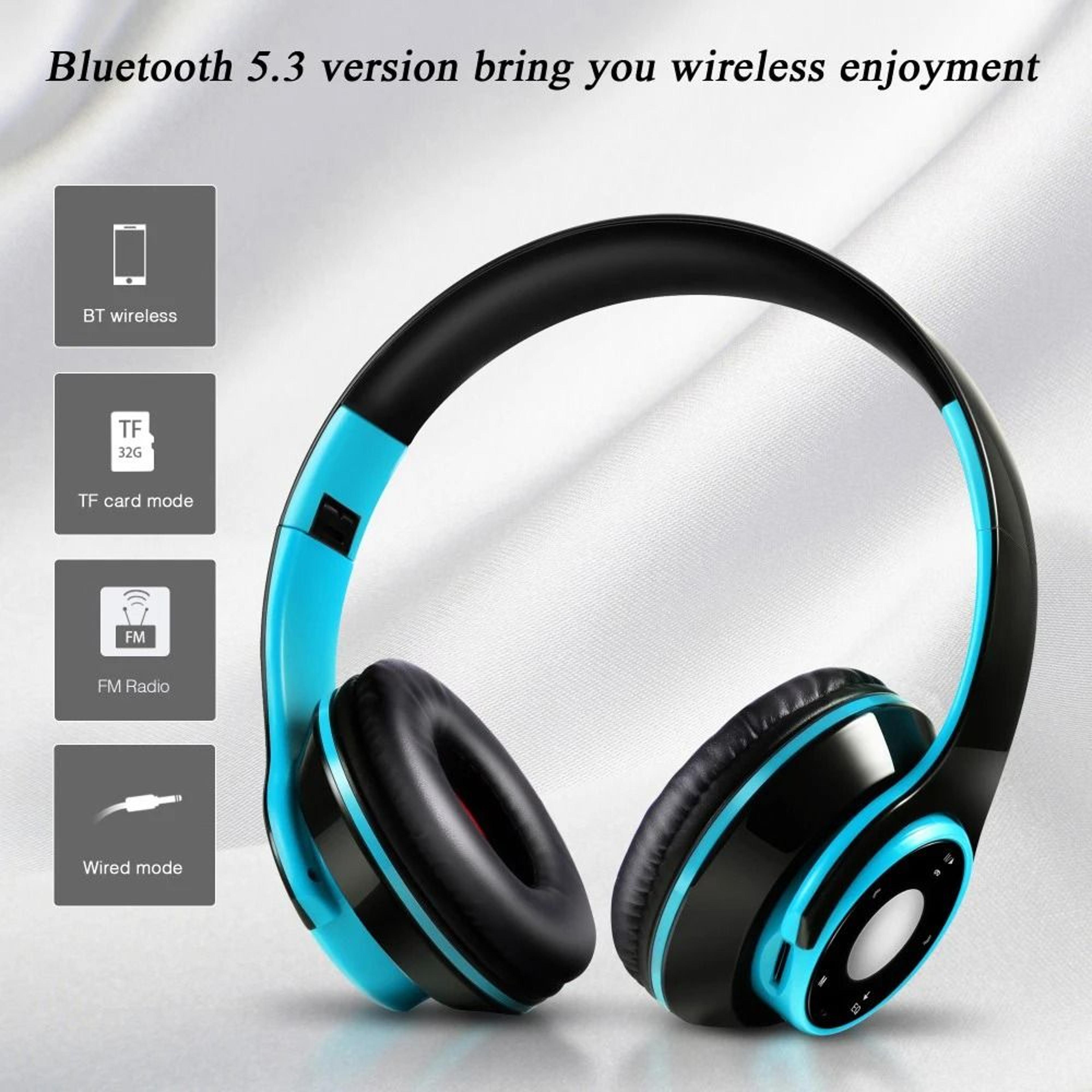 wireless stereo bluetooth headphones – portable passive noise isolating over-ear headset
