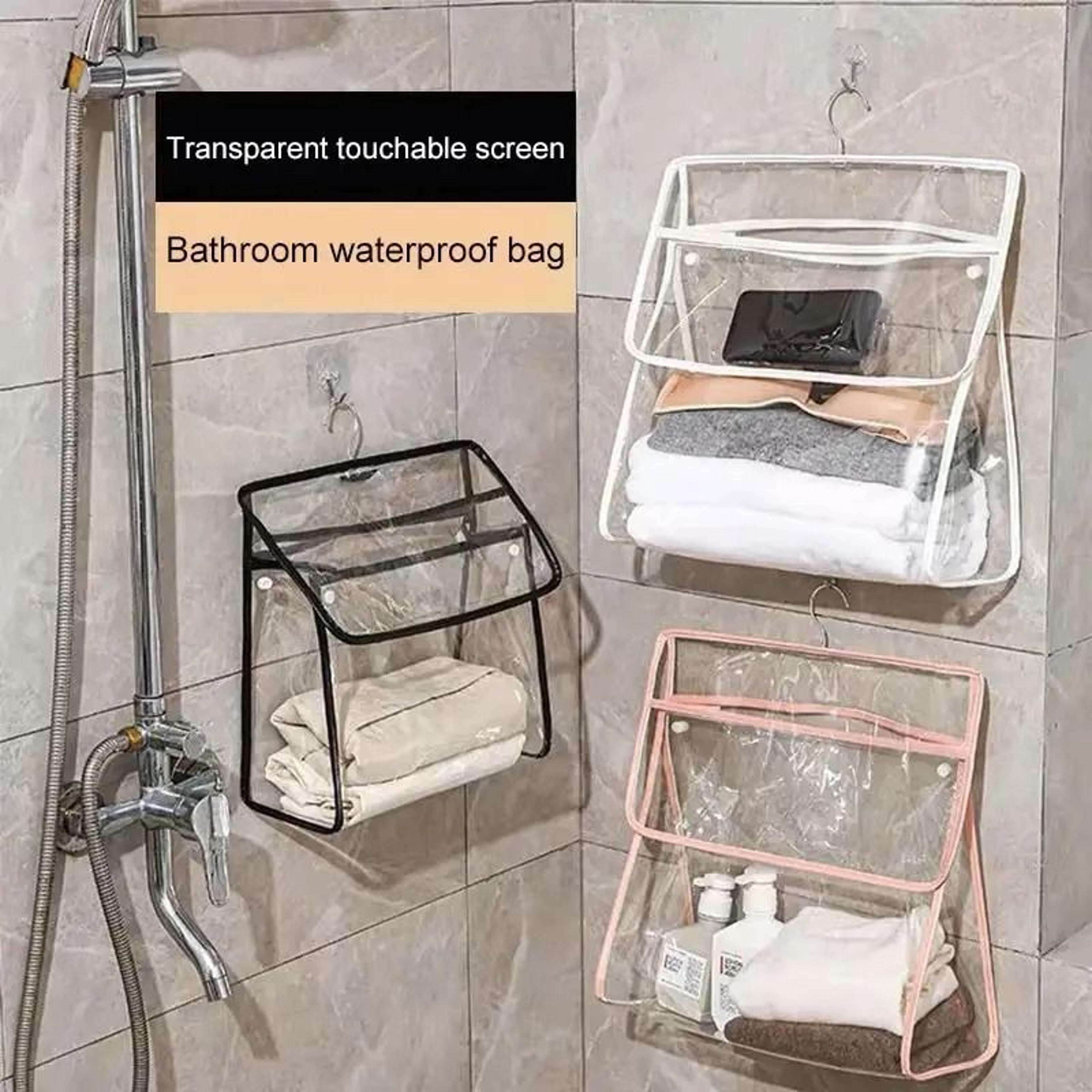 waterproof hanging bathroom bag – transparent storage for clothing & tech
