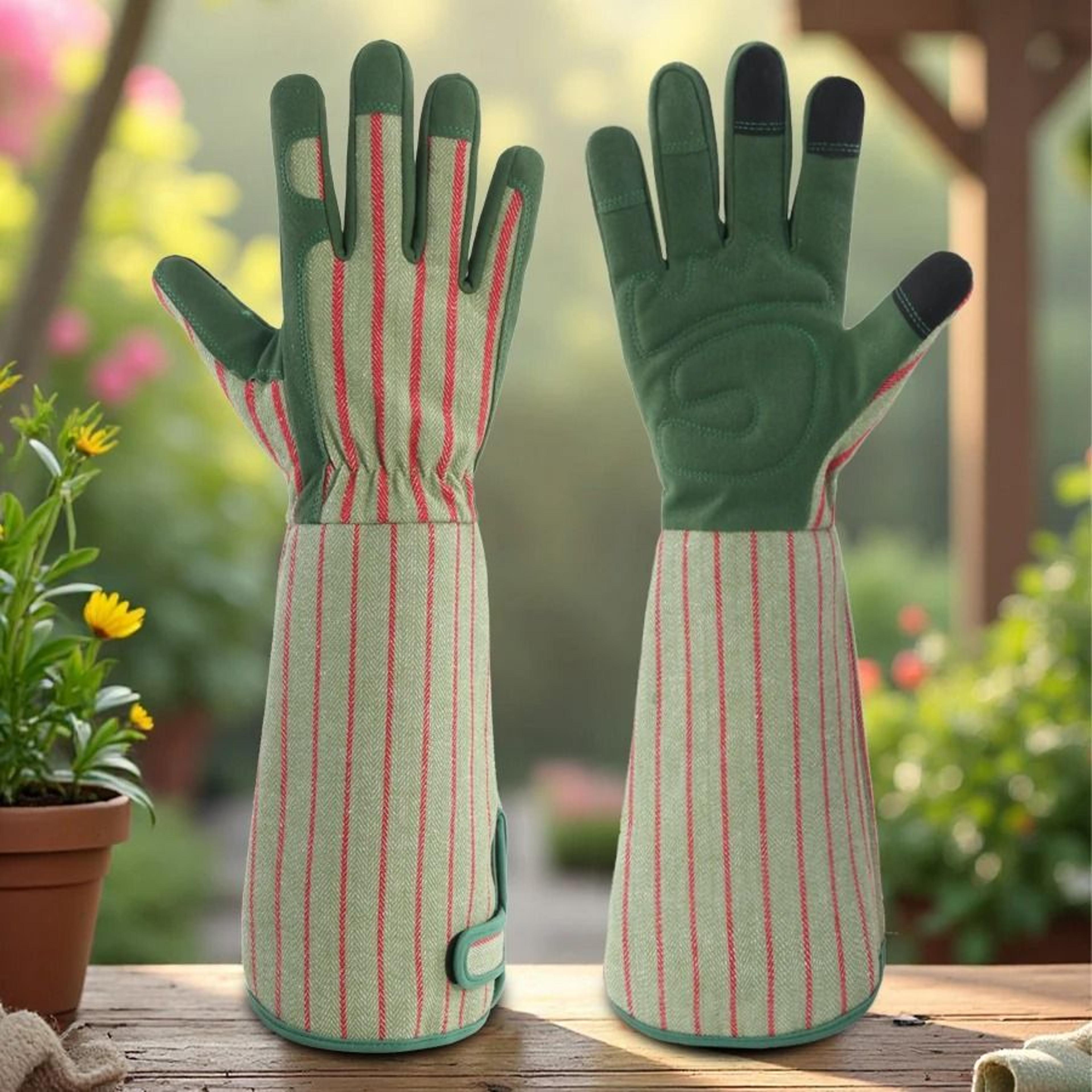 thorn-proof leather long gauntlet gardening gloves