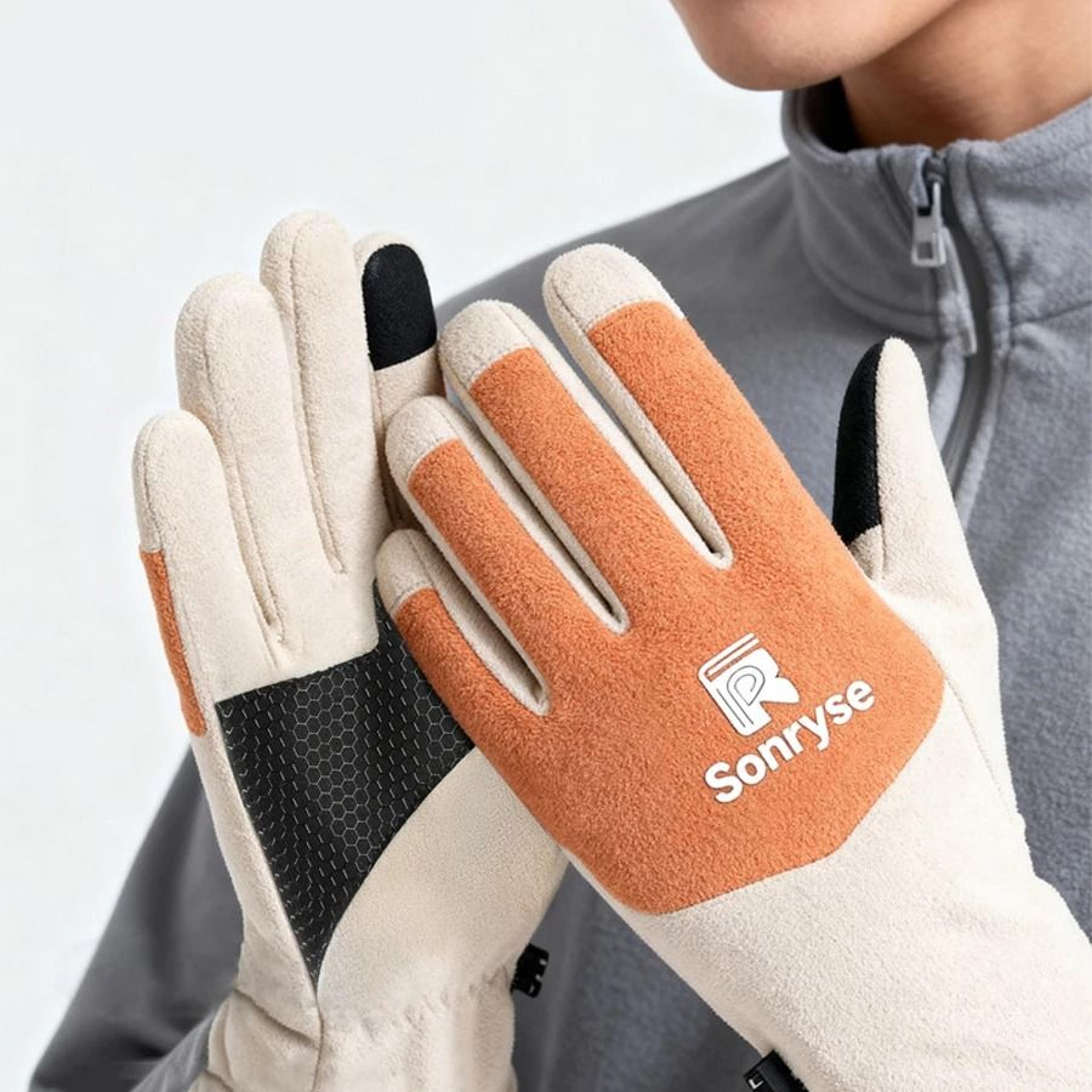 thermal fleece windproof outdoor cycling gloves
