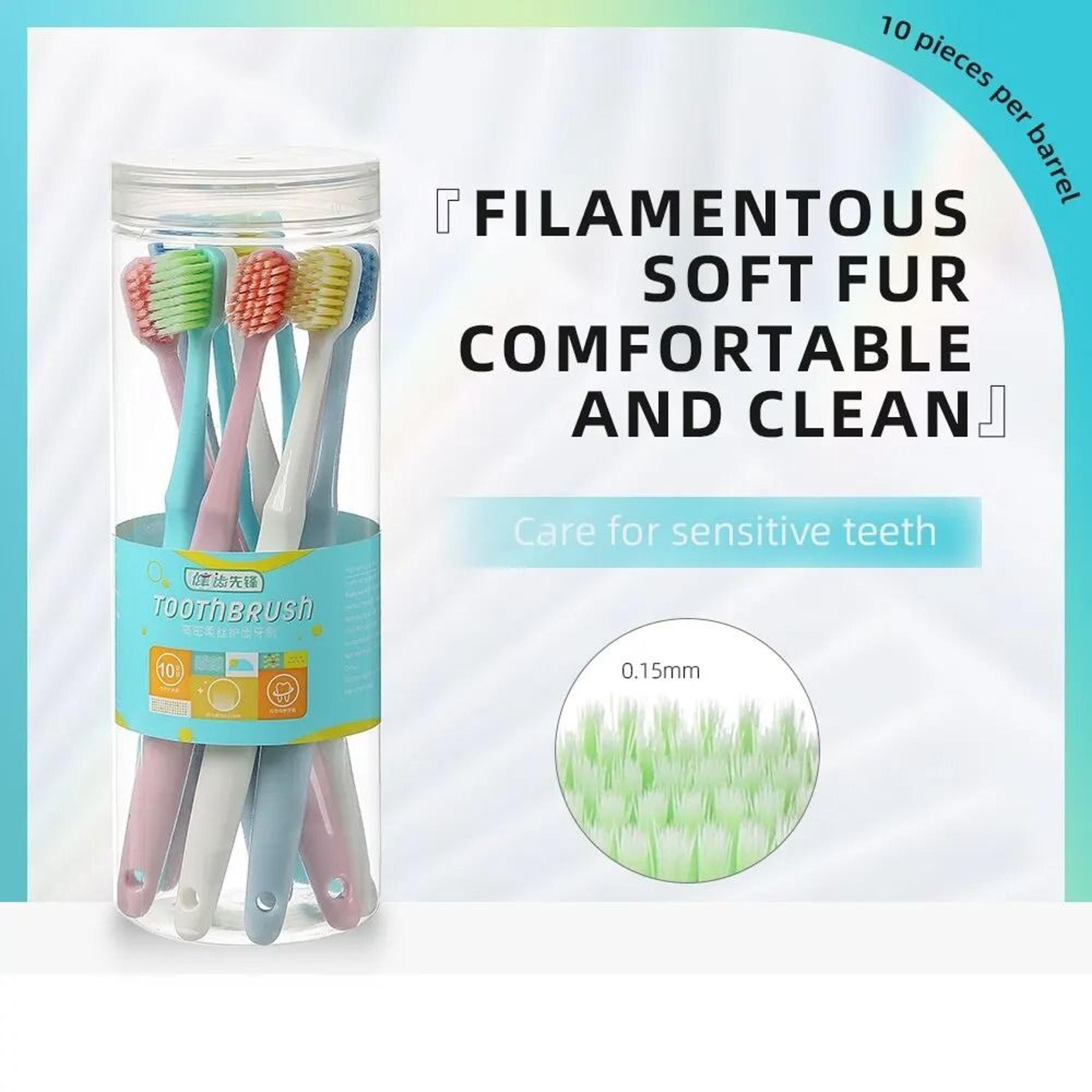 macaron series wide head soft bristle toothbrush | 10-piece high-value barrel