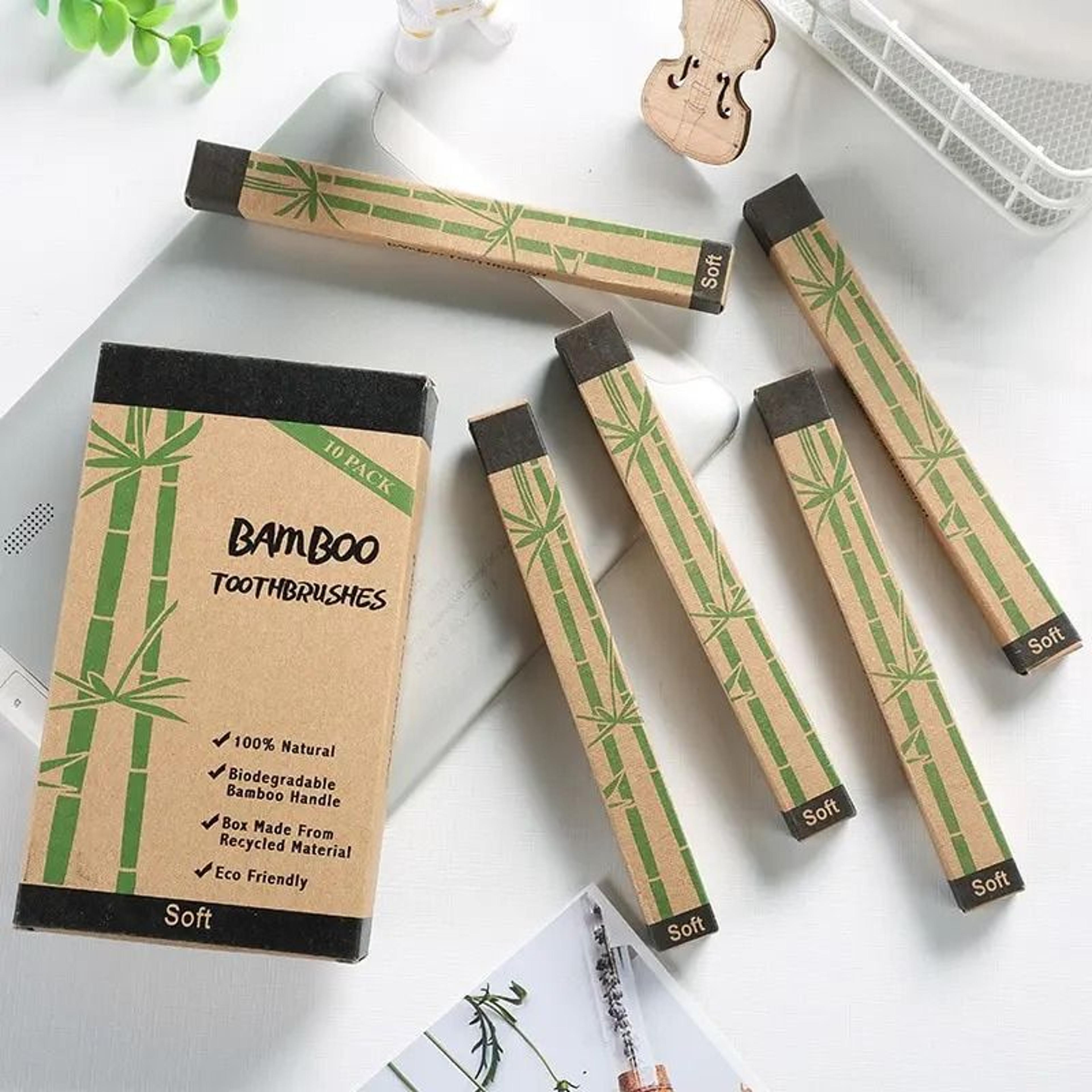 natural bamboo eco-friendly toothbrush | 10-piece sustainable family pack