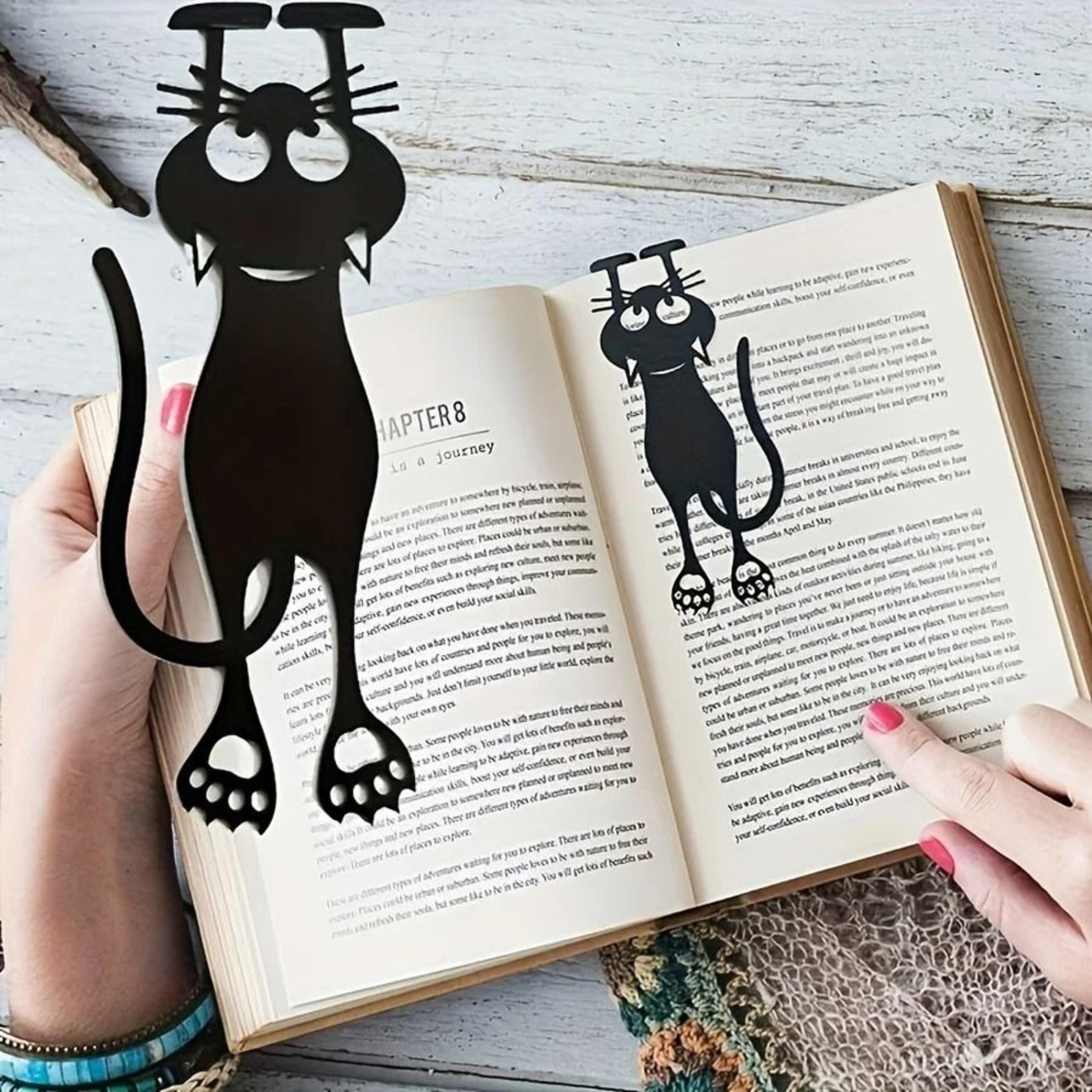 creative acrylic hollowed-out bookmark | black kitten hanging design for reading lovers