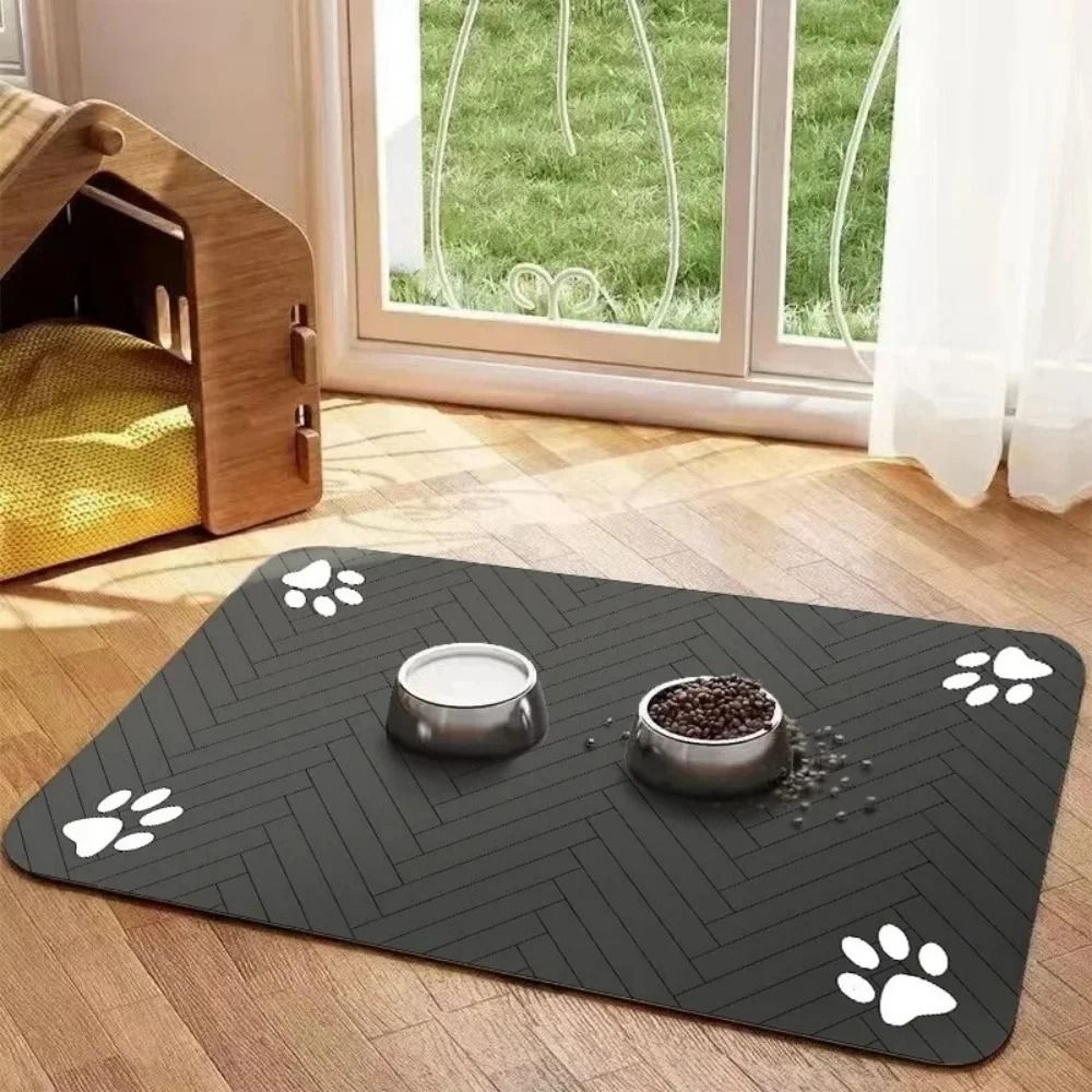 pet quick dry water mat | ultra-absorbent feeding placemat for dogs & cats