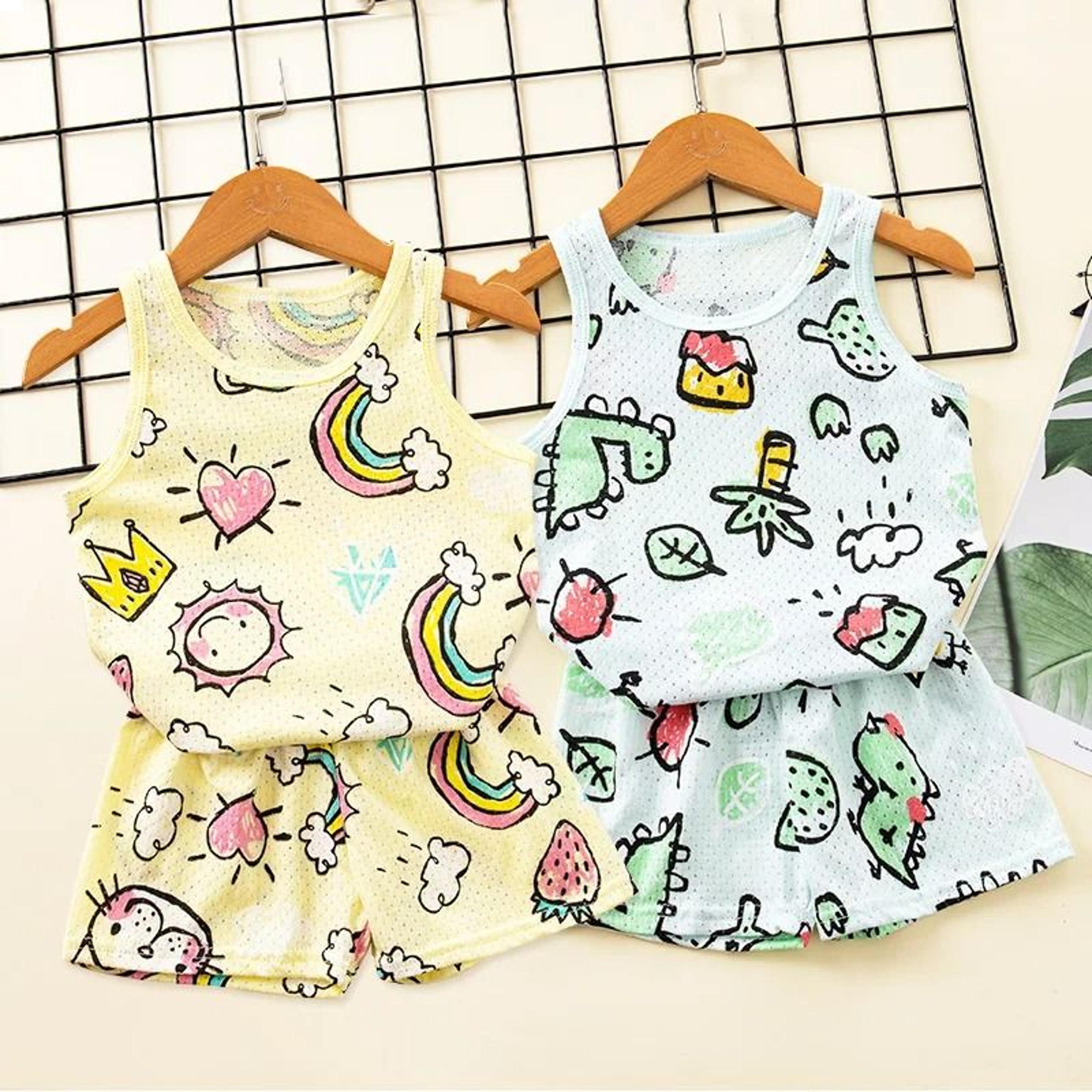 rainbow animal cartoon pajamas set | soft cotton sleepwear for toddlers & babies