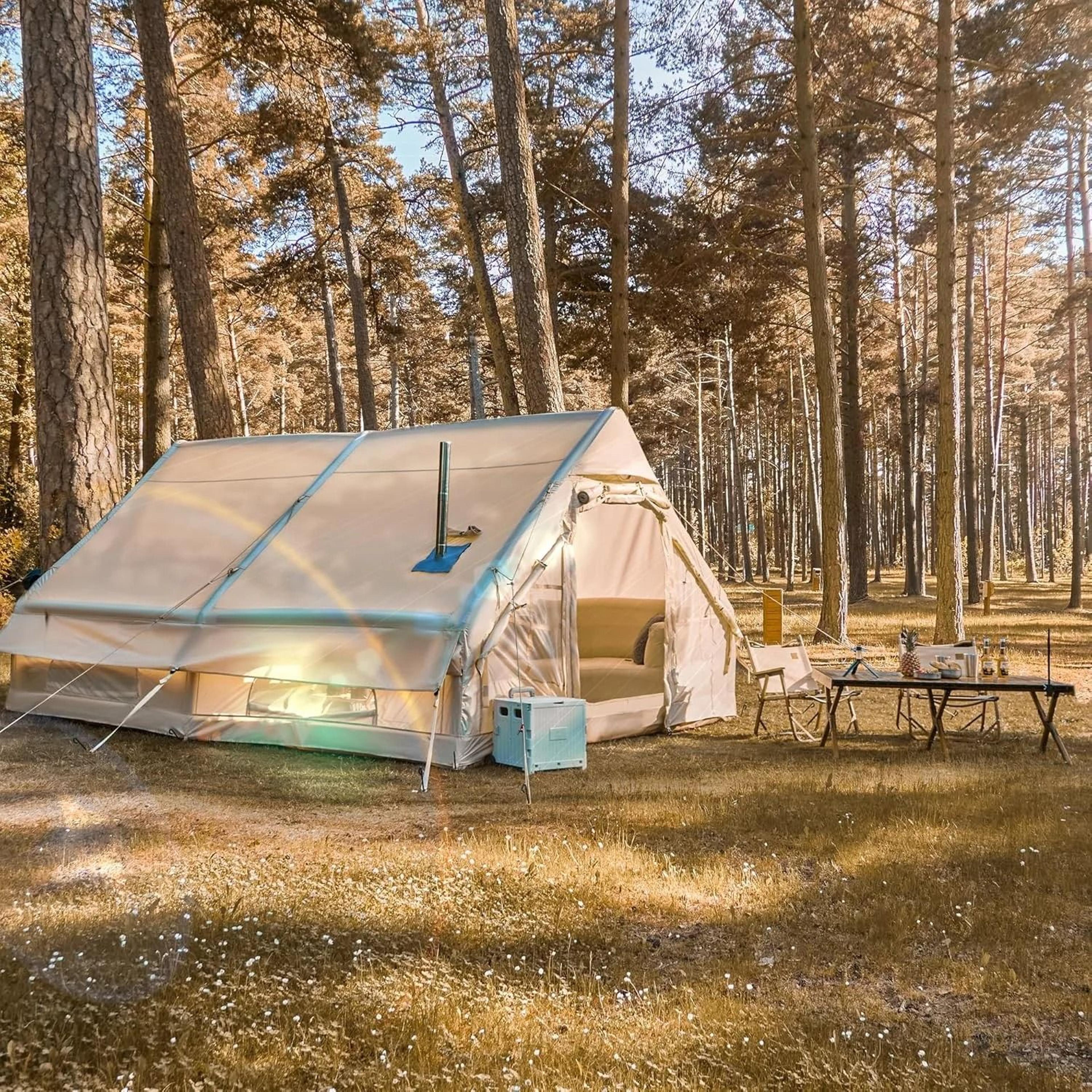 large inflatable camping tent | 8-10 person family shelter with stove jack