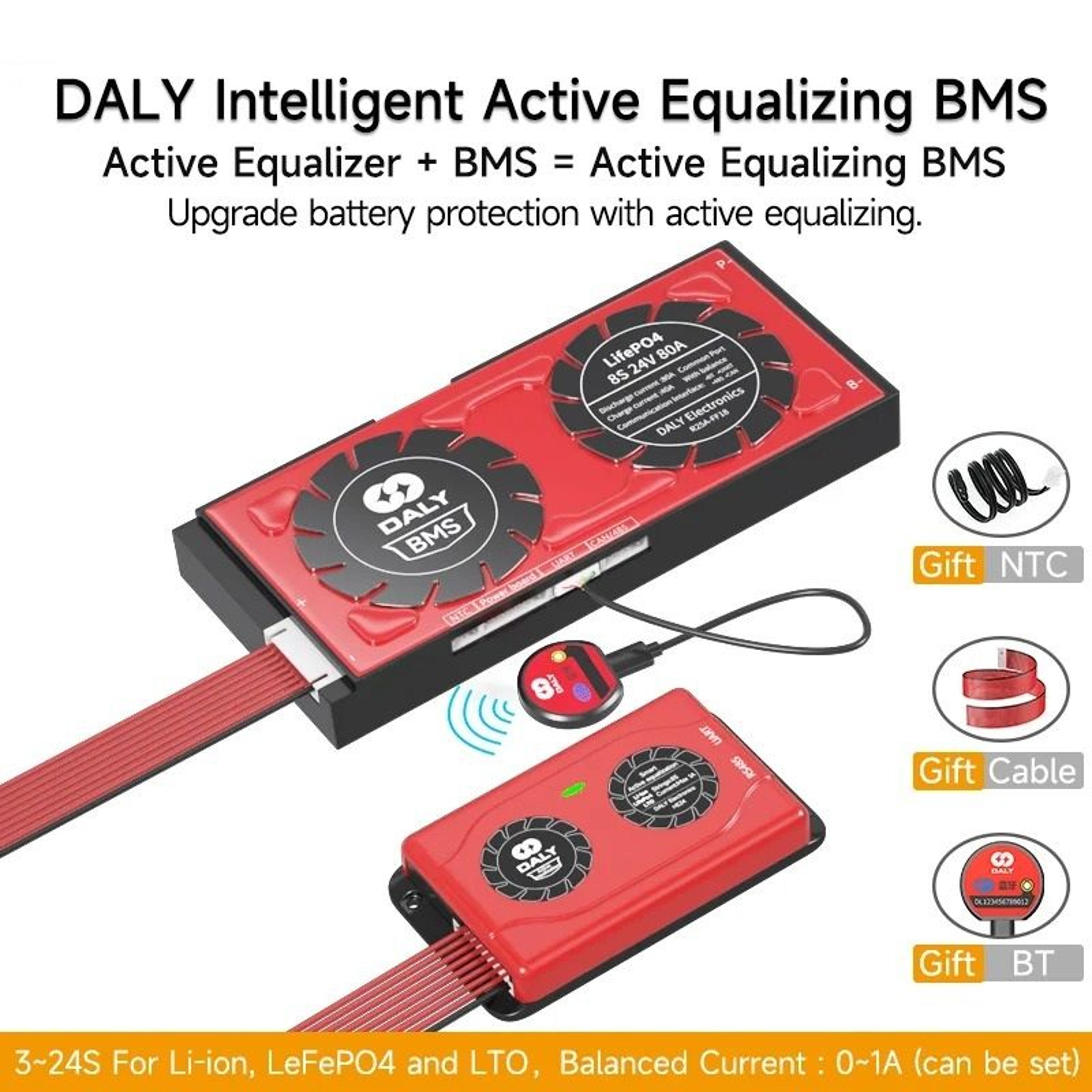 smart bms with 1a active balancer | lifepo4 & li-ion battery management system