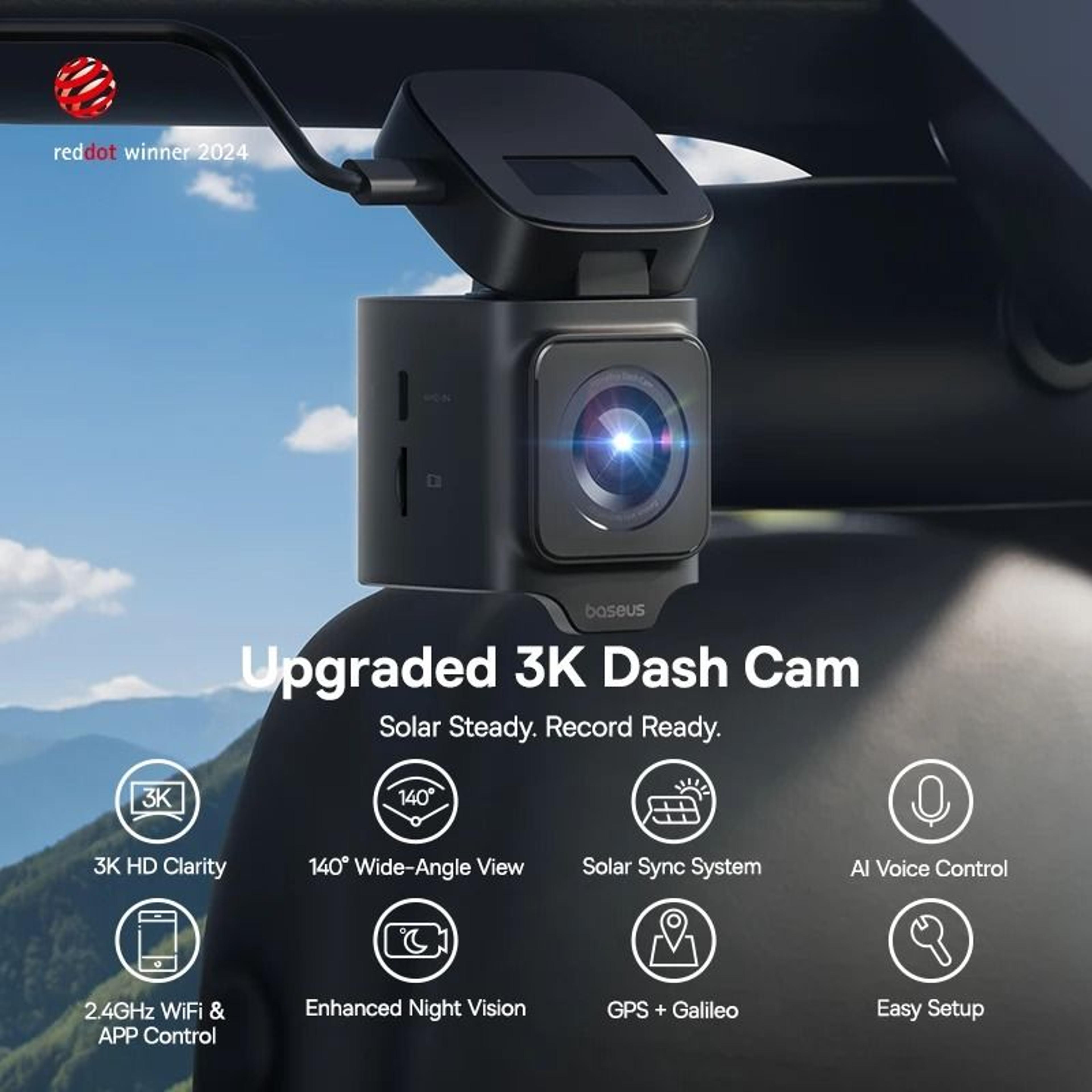 3k dual-channel dash cam with integrated gps