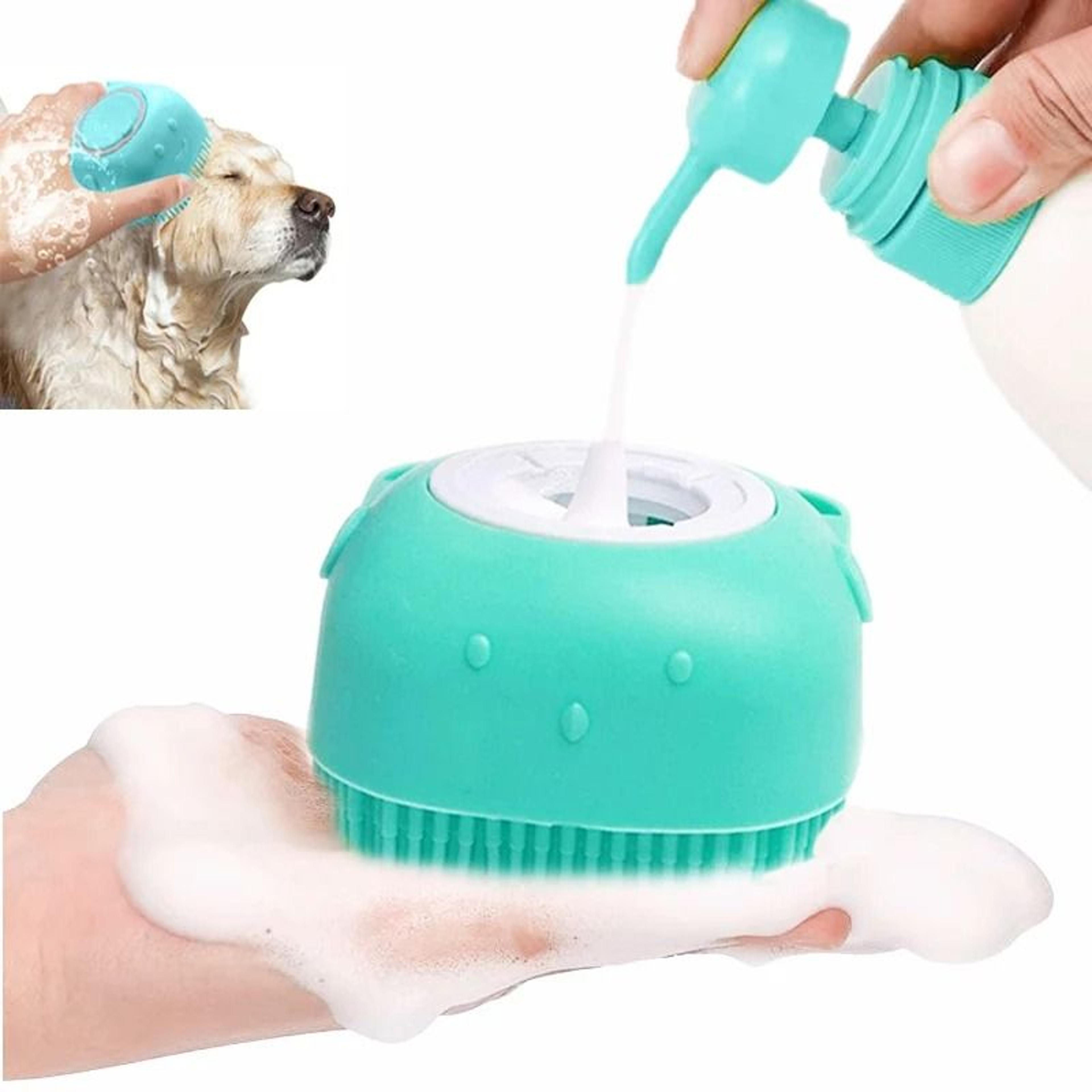 2-in-1 silicone pet bathing brush & massager