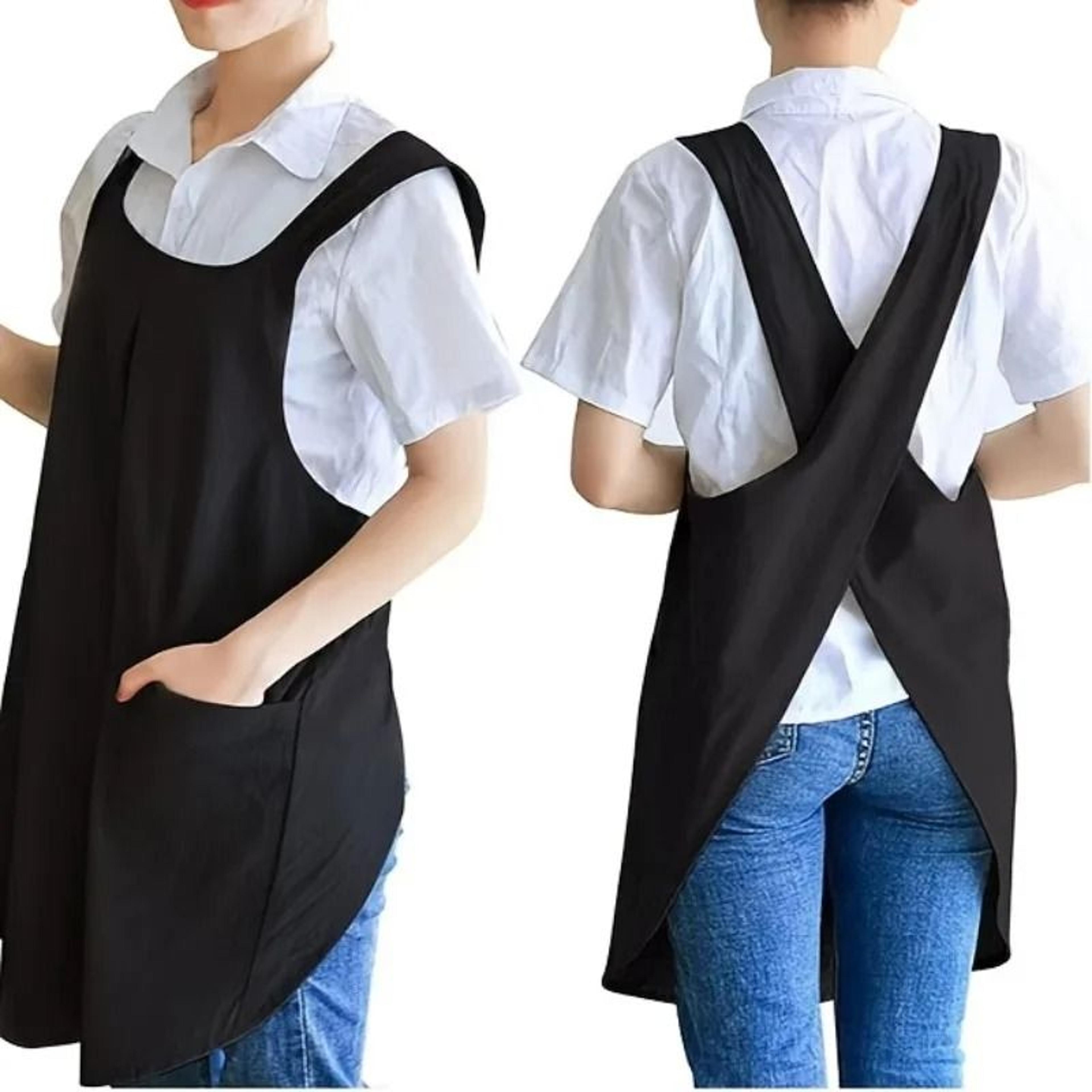 vintage apron with pockets & comfortable no-tie design