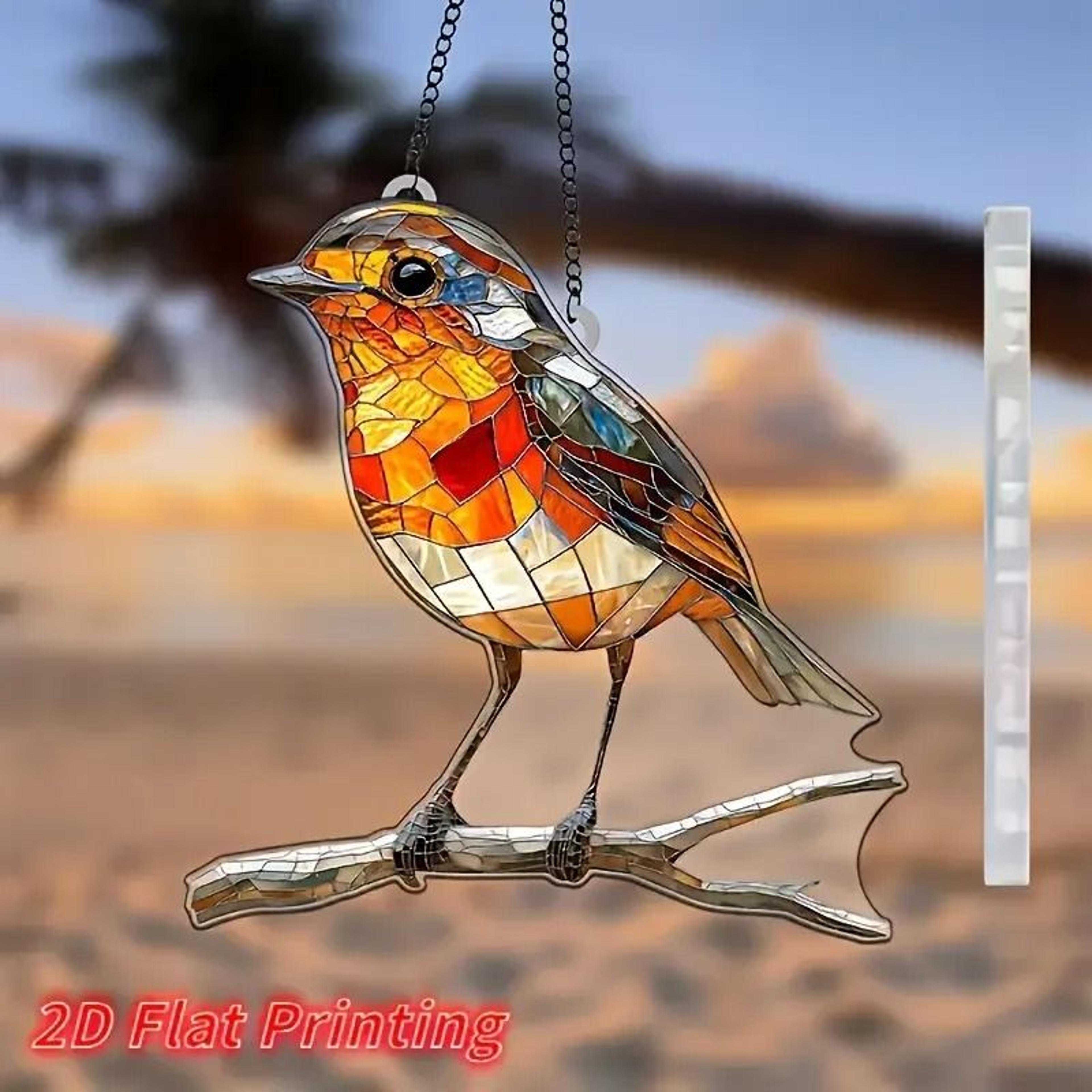 2d flat acrylic robin sun catcher (8x8 in) for kitchen & garden wall decor
