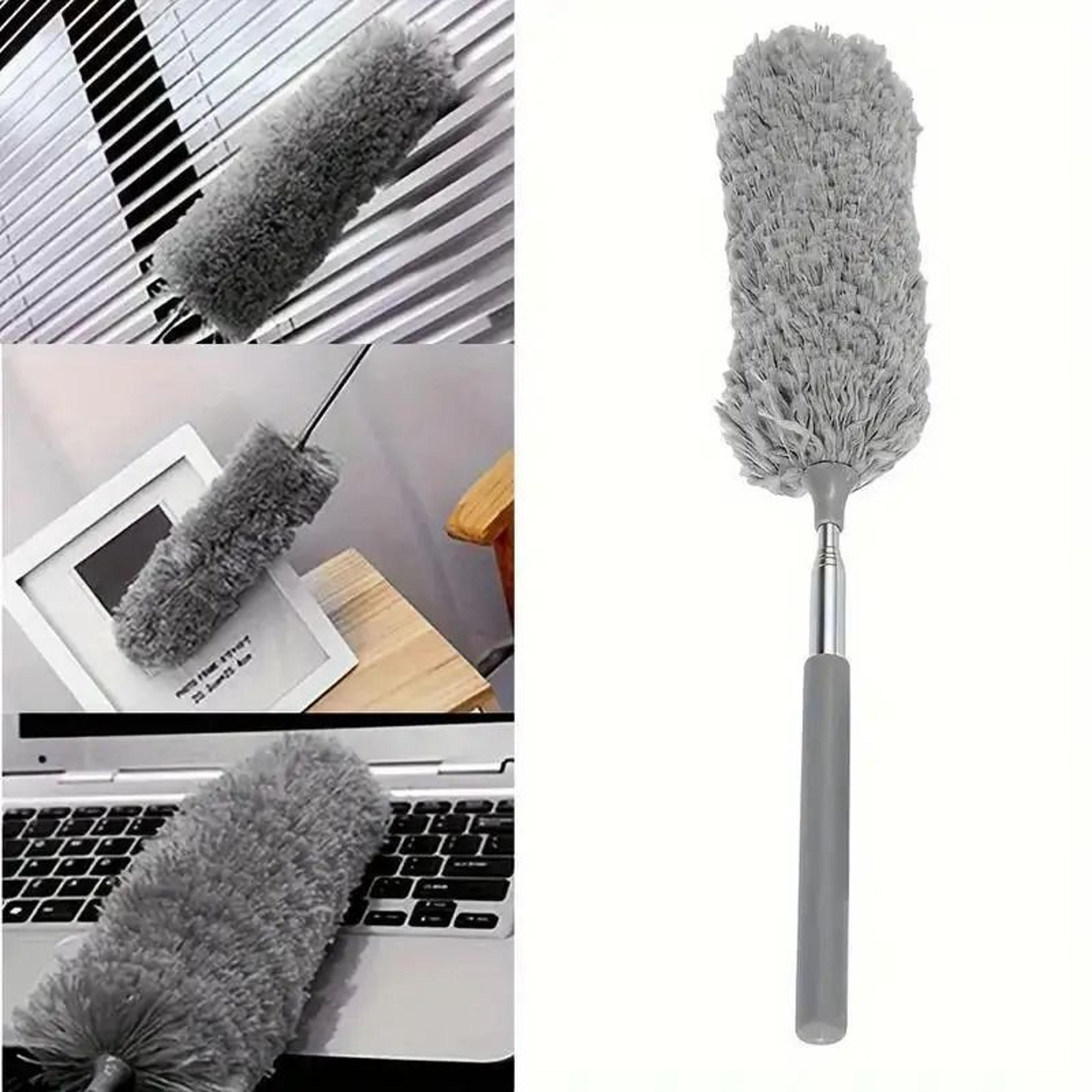 extendable microfiber duster pole - bendable stainless steel brush for high-reach cleaning