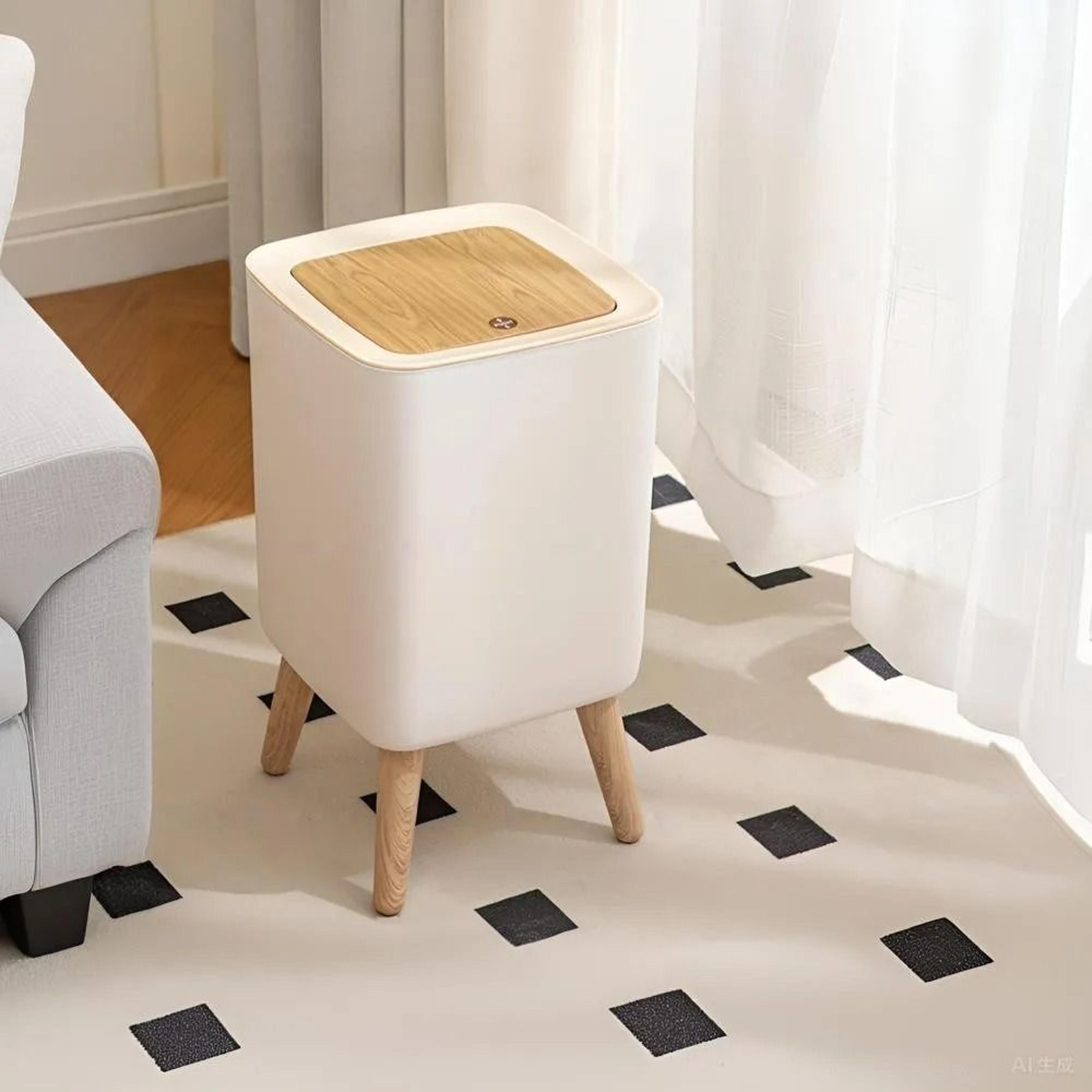 nordic high-foot clamshell garbage can – elegant press-top design for modern homes