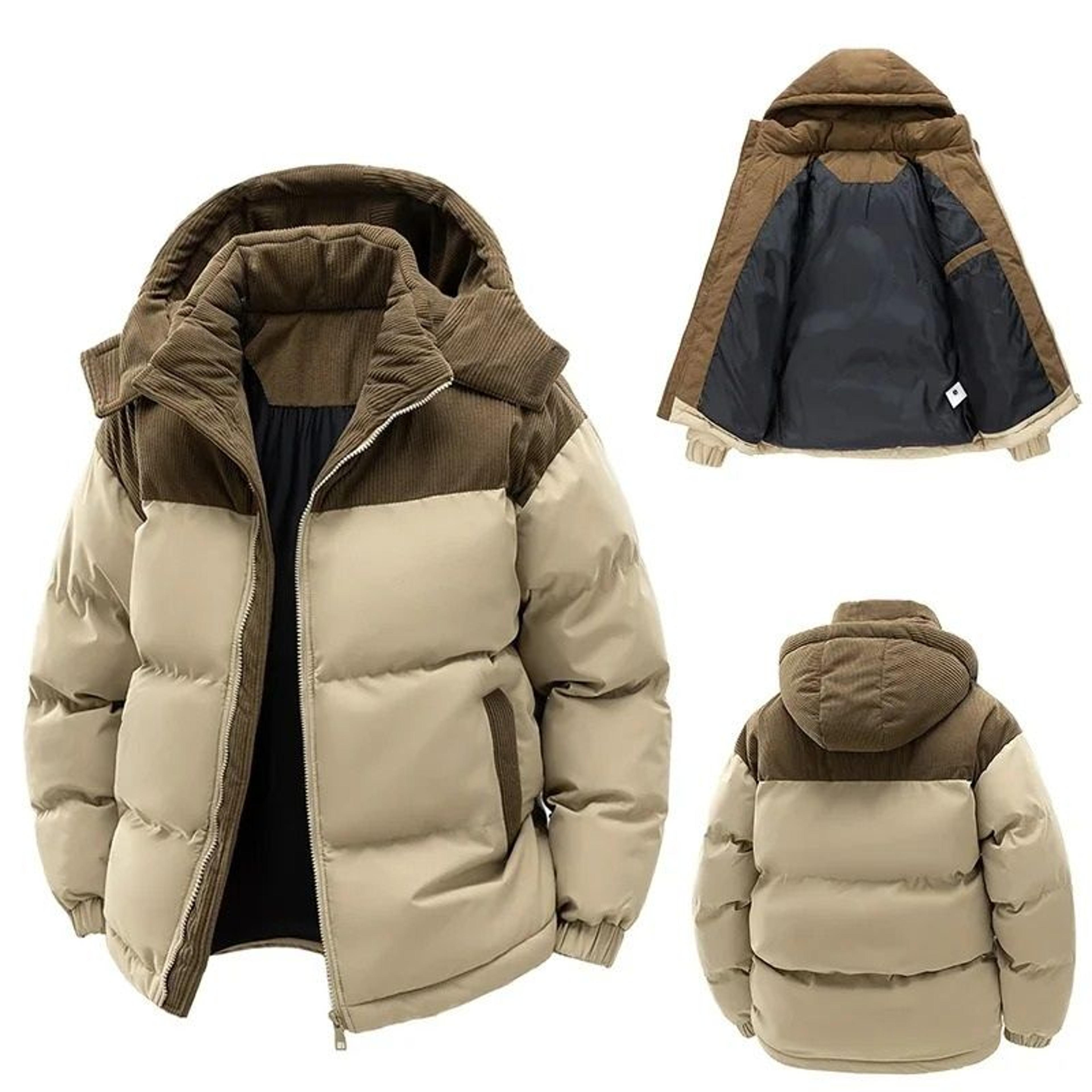 mens autumn winter outdoor windbreaker – removable hooded thermal parka