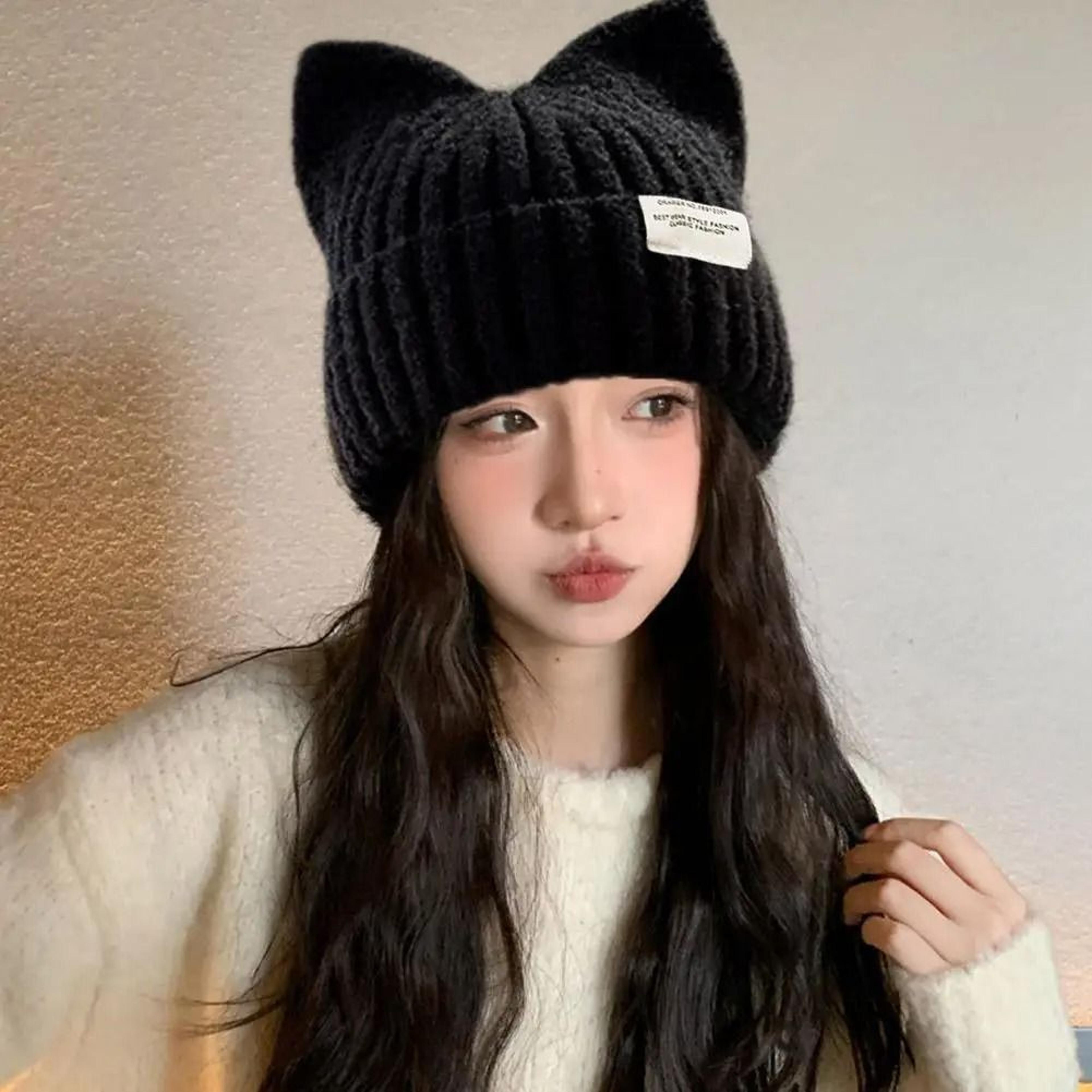 cute cat ears beanie – autumn & winter warm knitted pullover hat