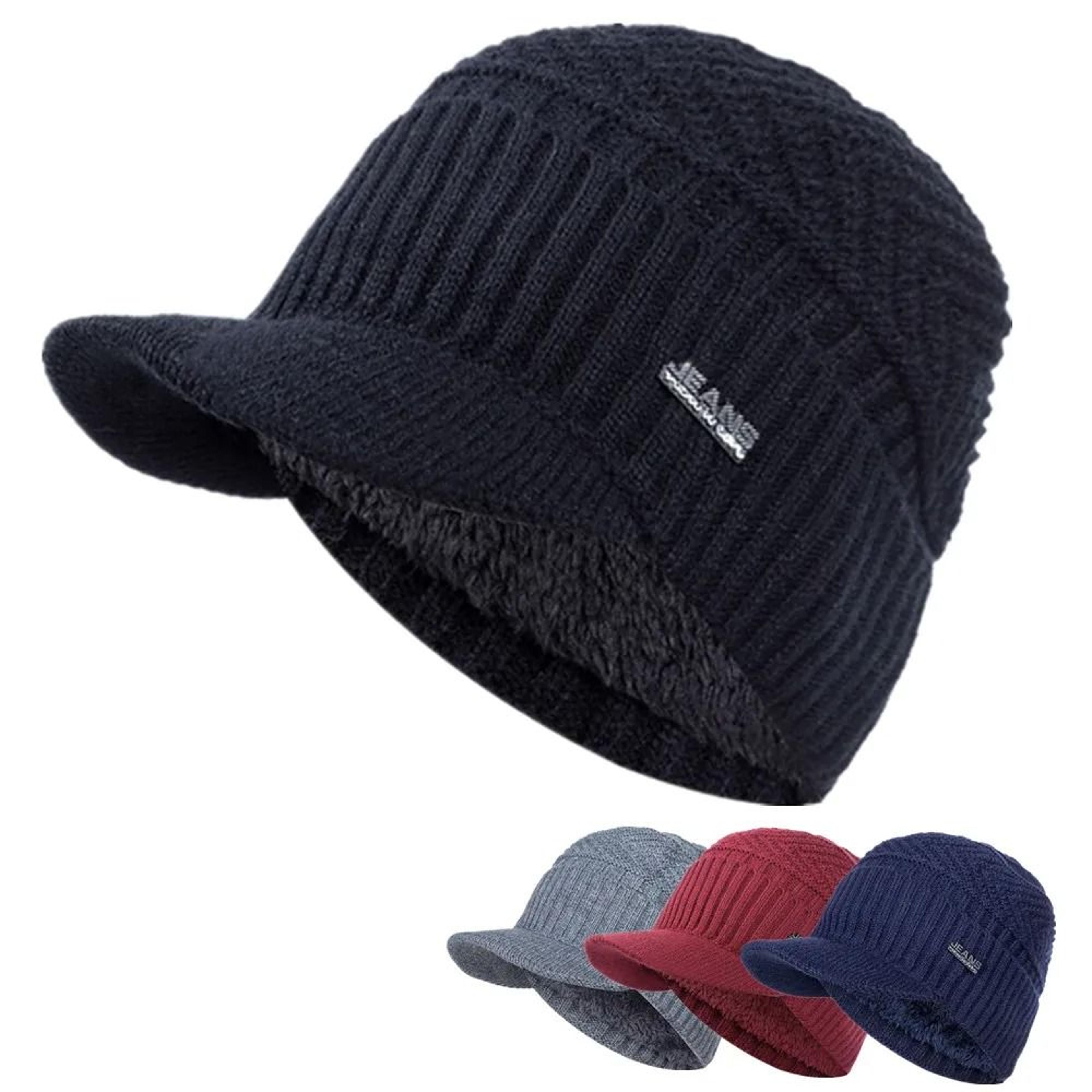 thermal fur-lined beanie with brim – ultra-thick winter knit cap for men & women