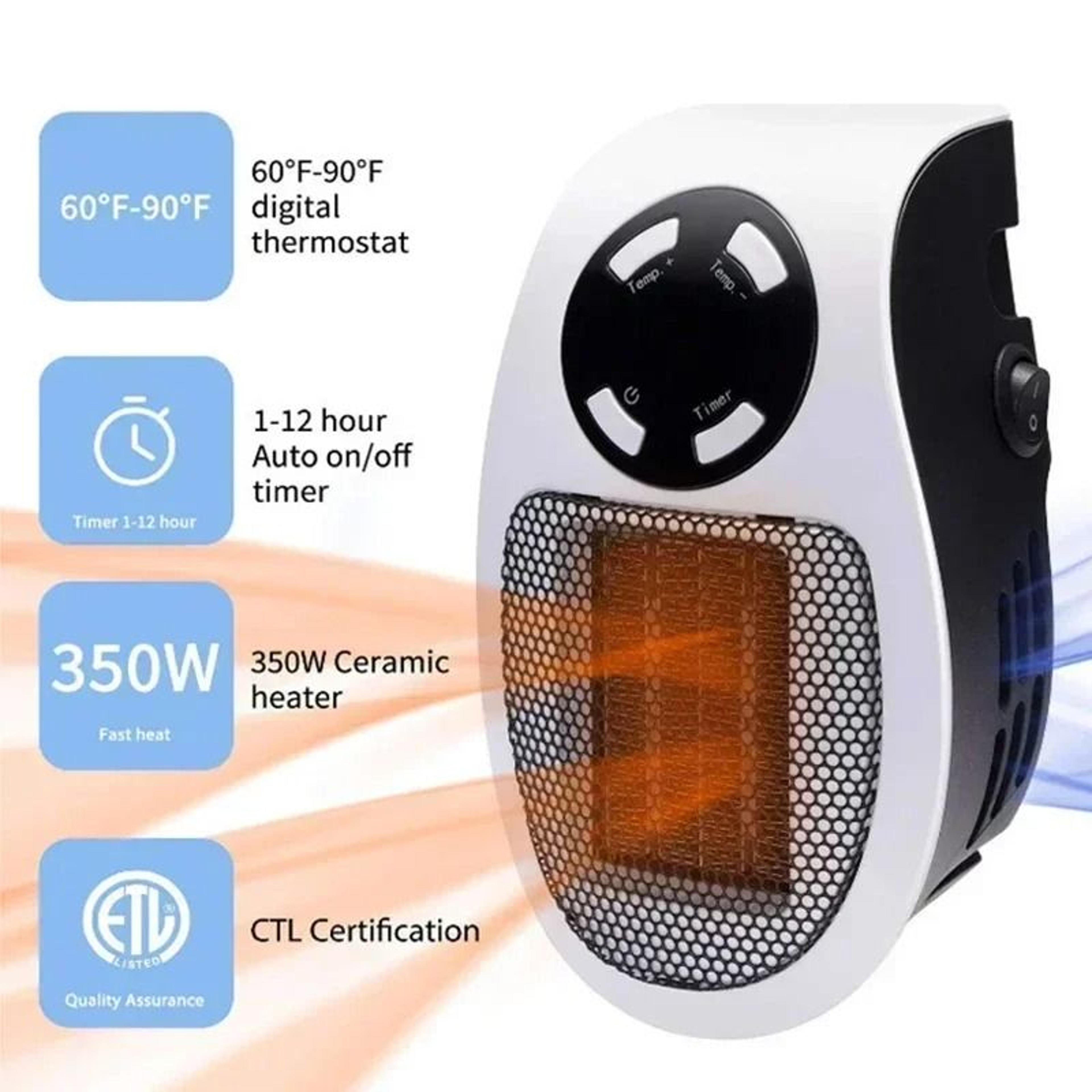 portable electric wall heater – compact space heater & warm air blower for home & office