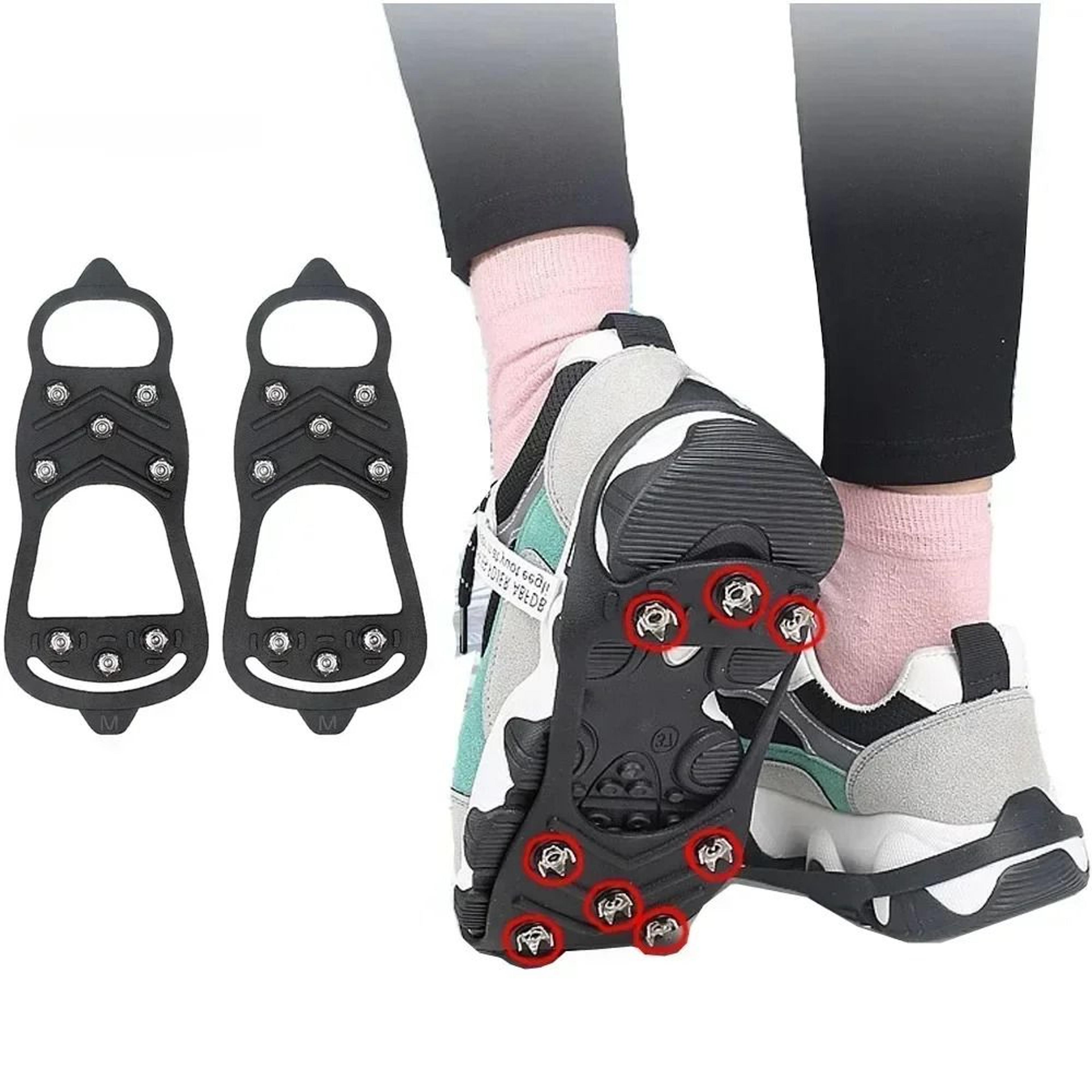 8-teeth professional ice grippers – heavy-duty anti-slip snow crampons for hiking & climbing