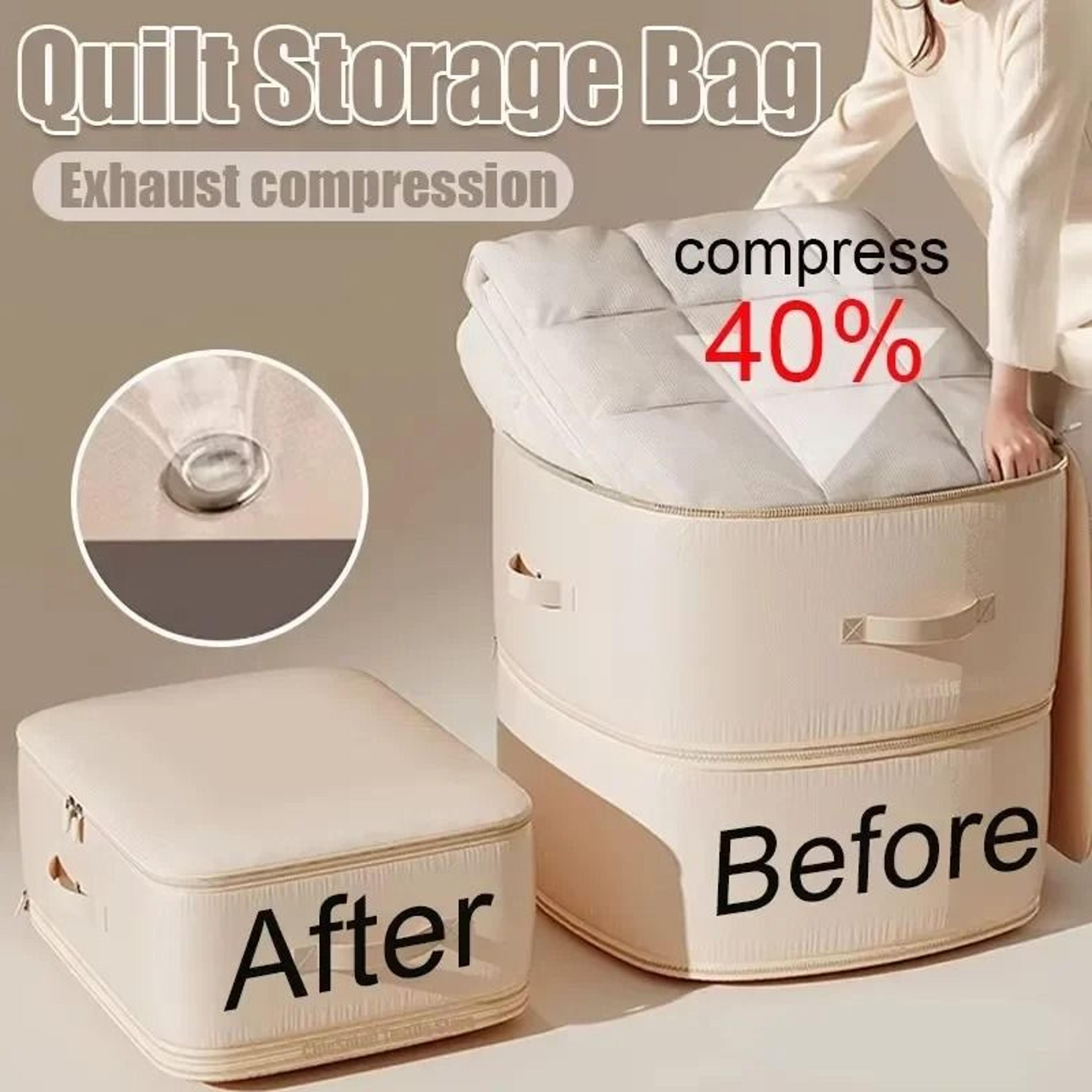 ultra space-saving self-compression duvet organizer – large capacity closet & cabinet storage bag