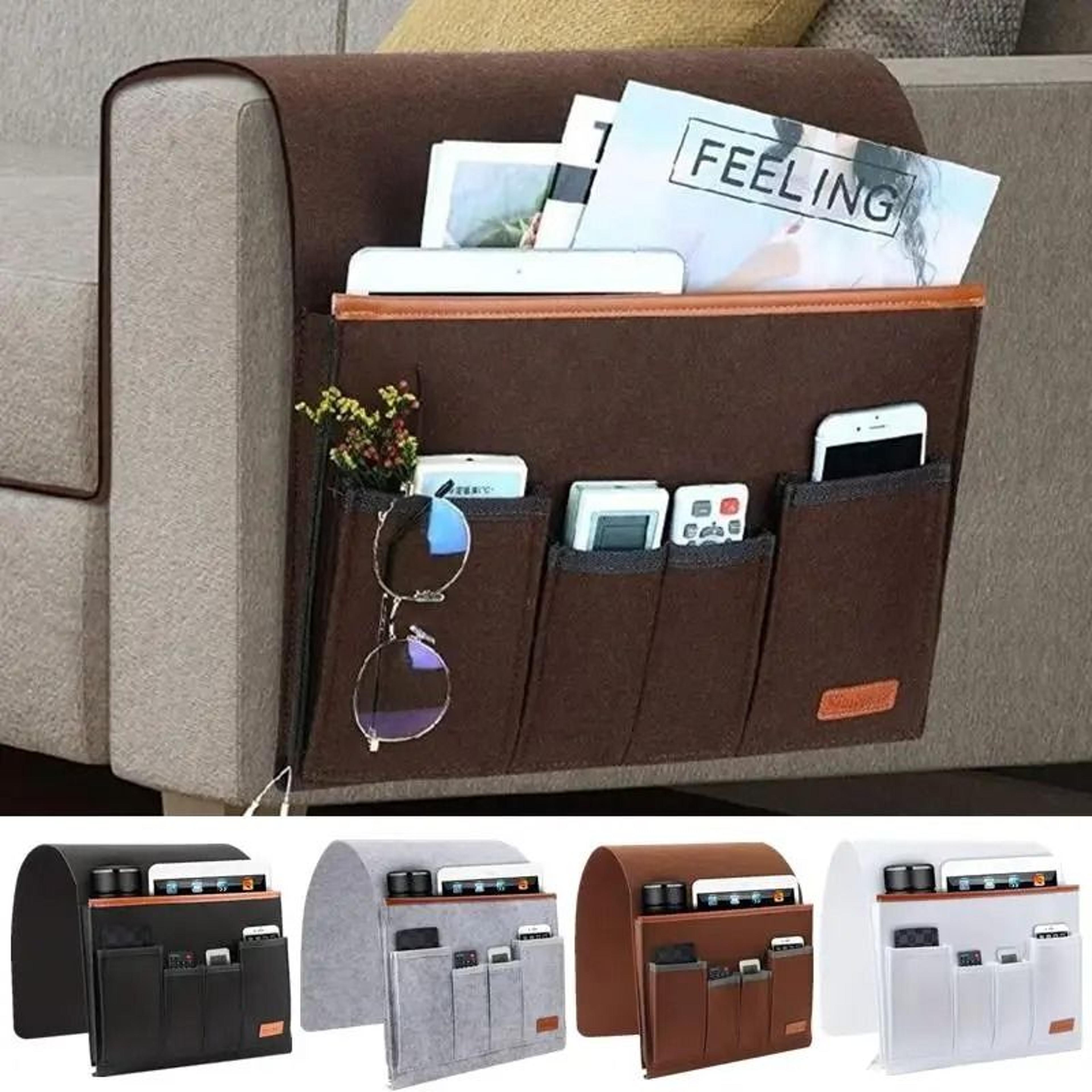household armchair caddy – premium felt couch & recliner armrest organizer