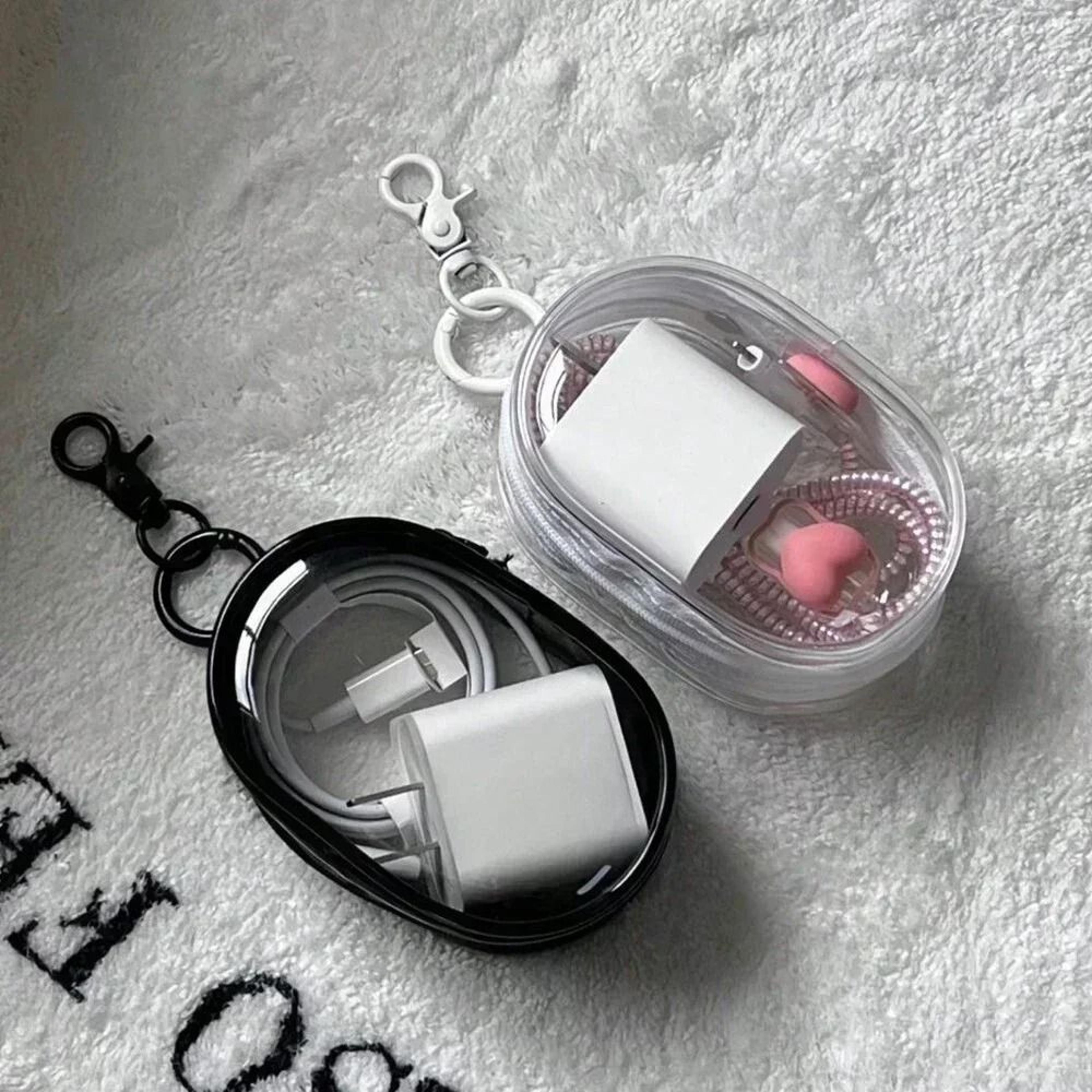 portable mini transparent storage bag – multifunctional travel organizer with keychain