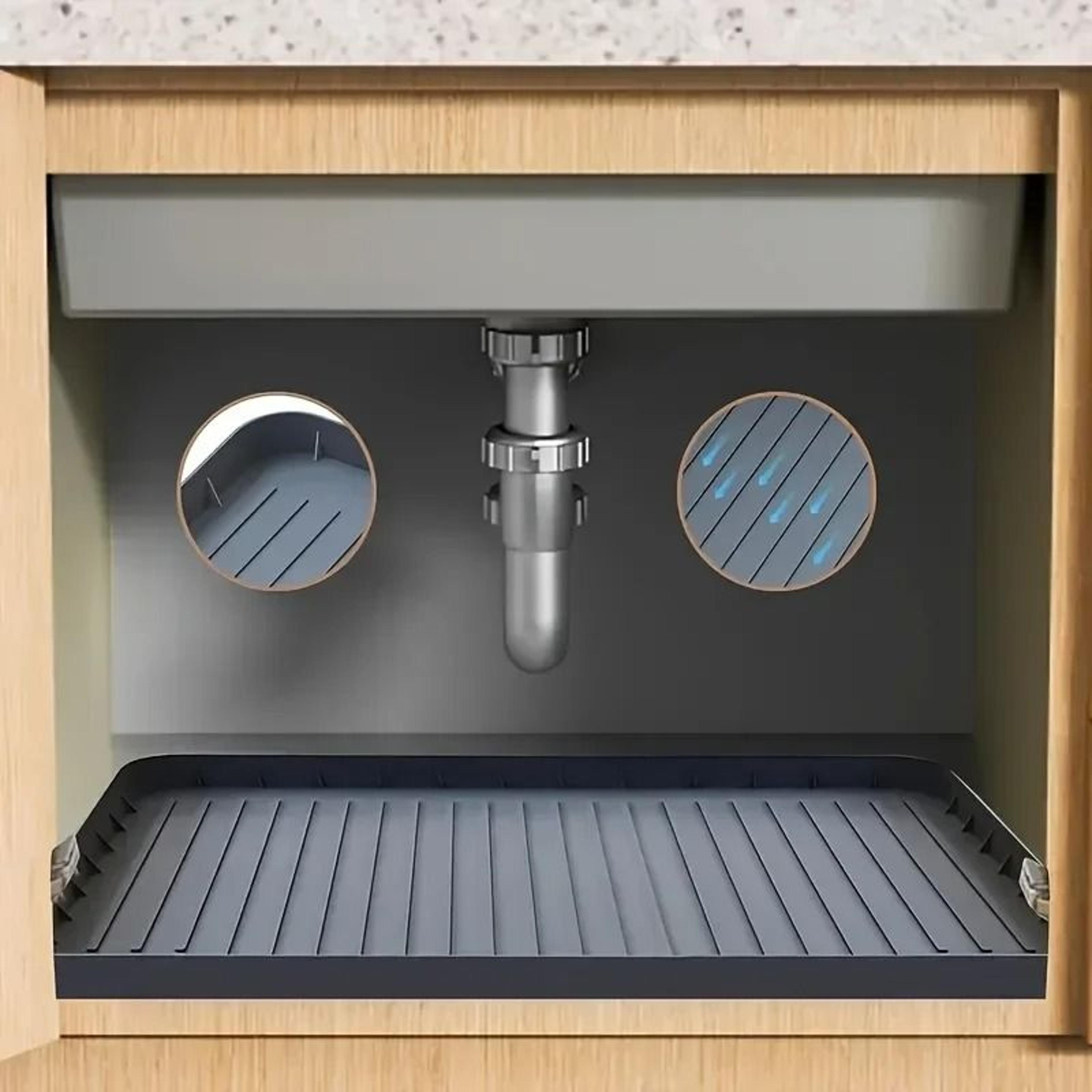 durable under-sink mat – waterproof silicone drip tray liner for kitchen & bathroom cabinets