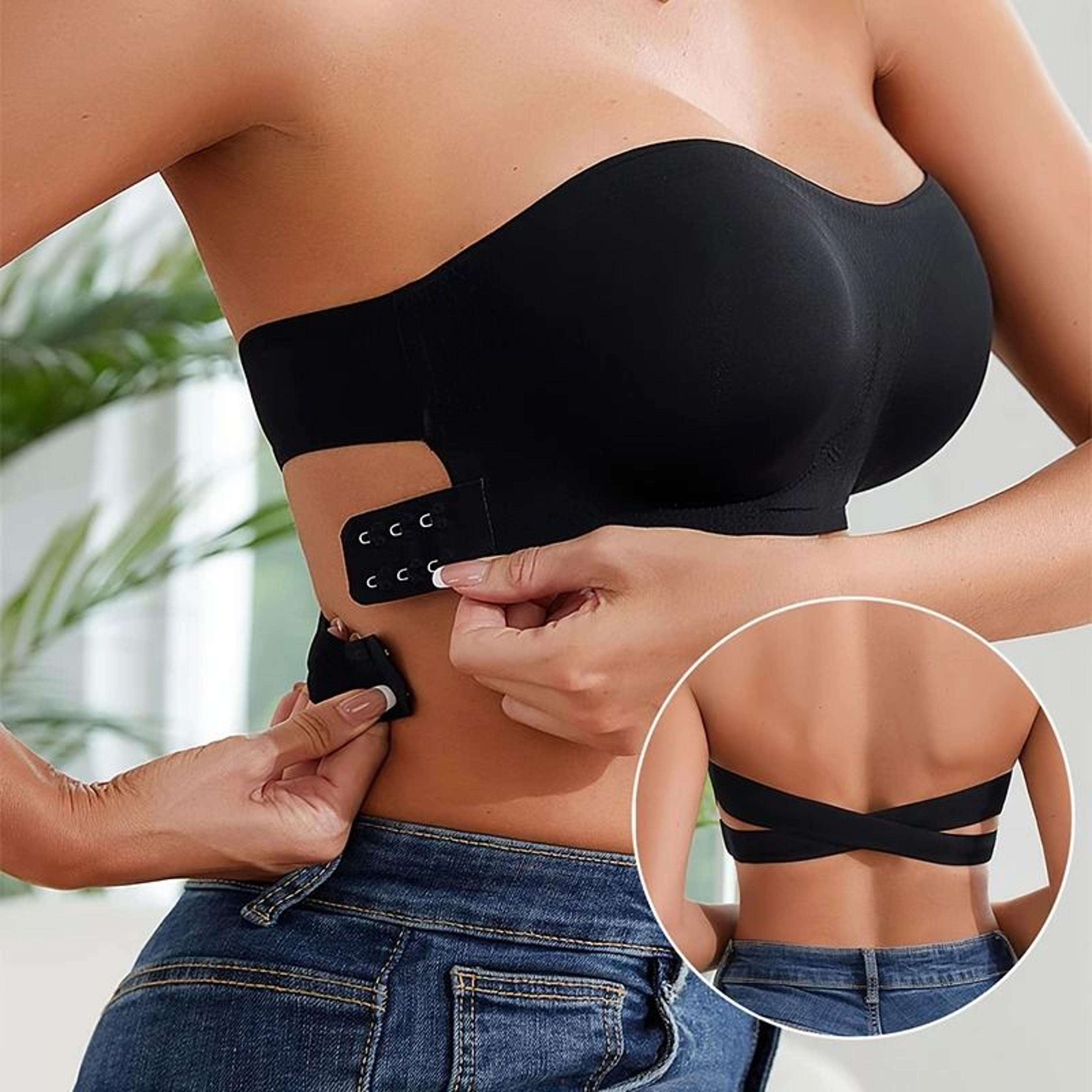 strapless push-up bra – seamless ice silk invisible top with removable padding & anti-slip design