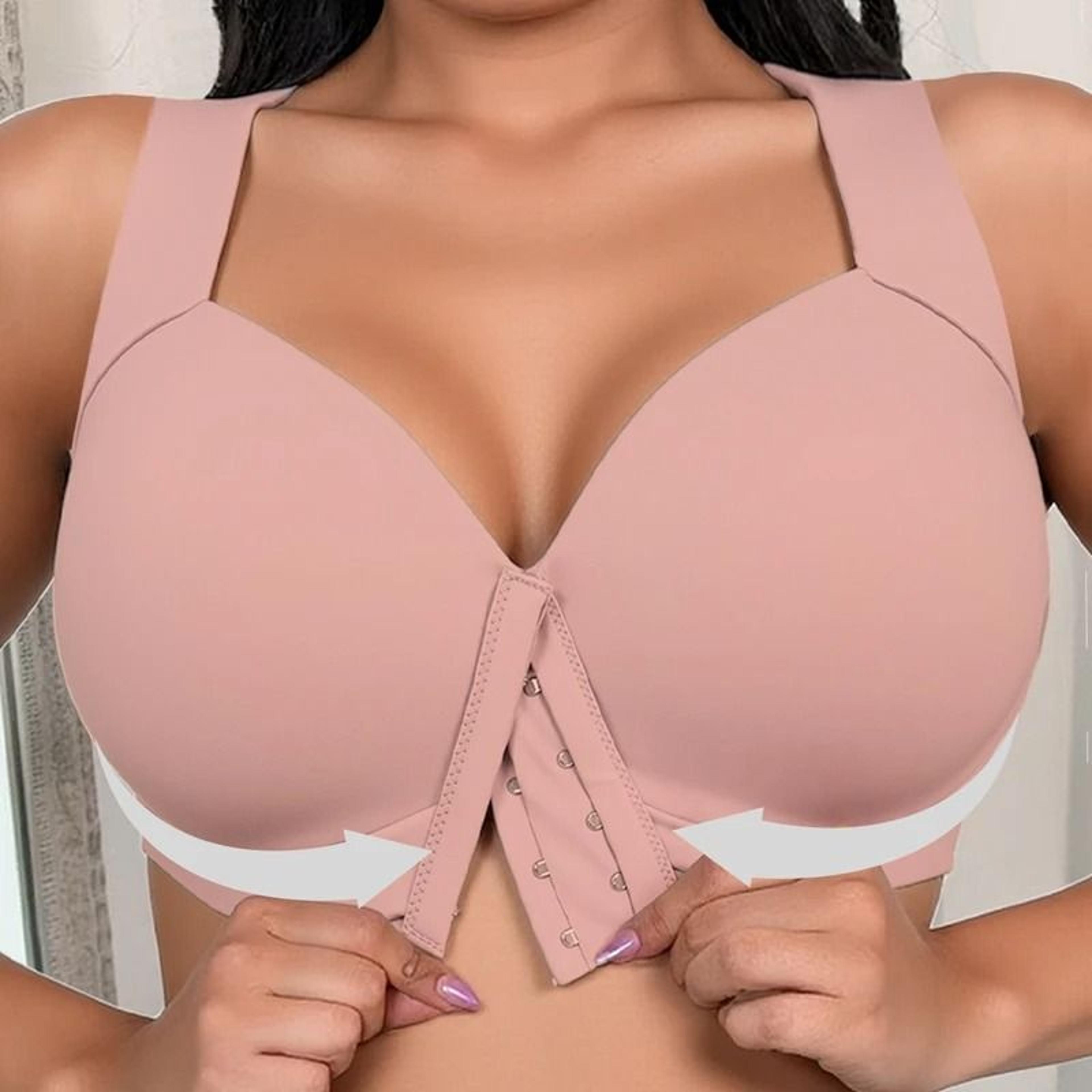 large size seamless front button bra – vest-style fixed cup for all-day wear & breast-shrinking support