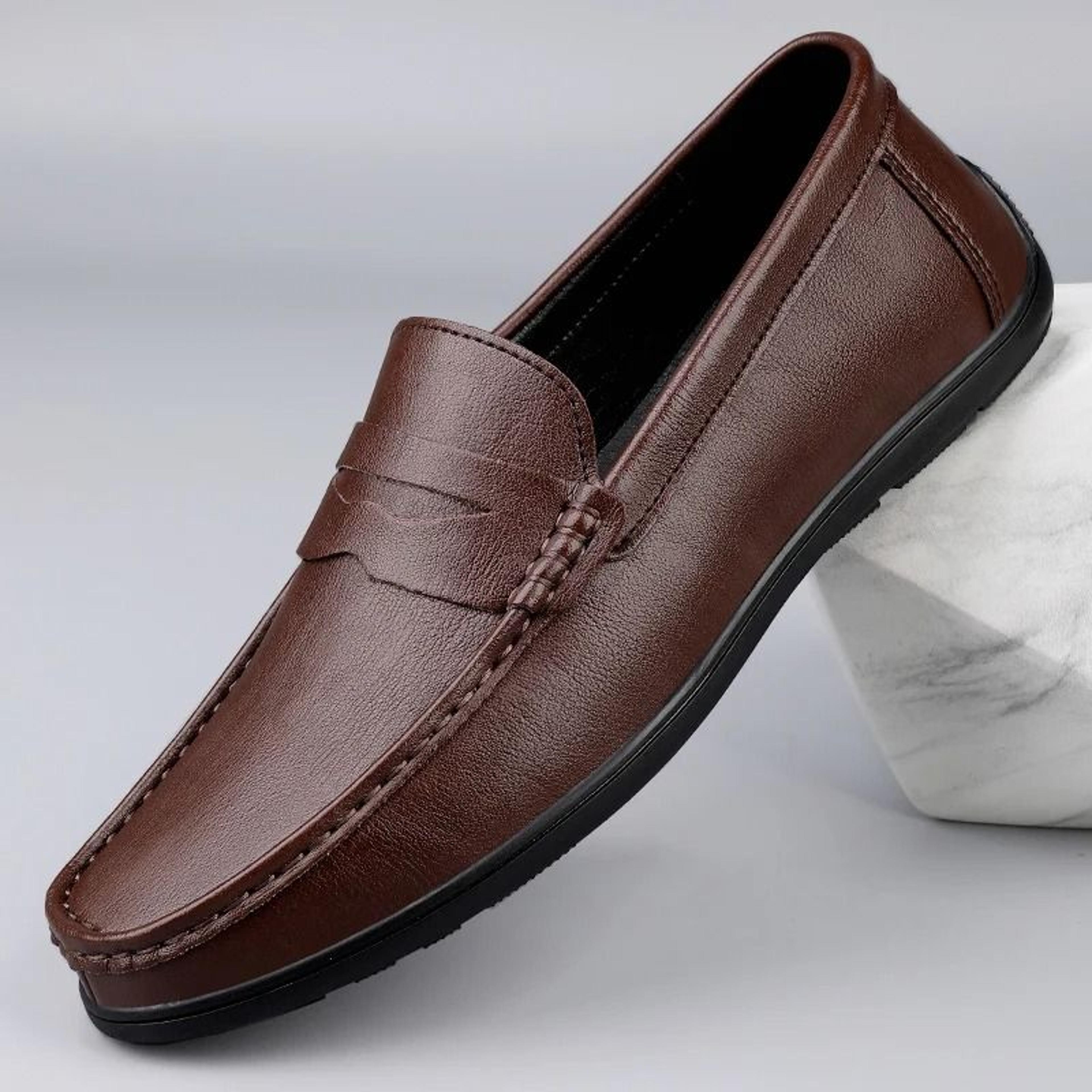 mens genuine leather luxury dress loafers