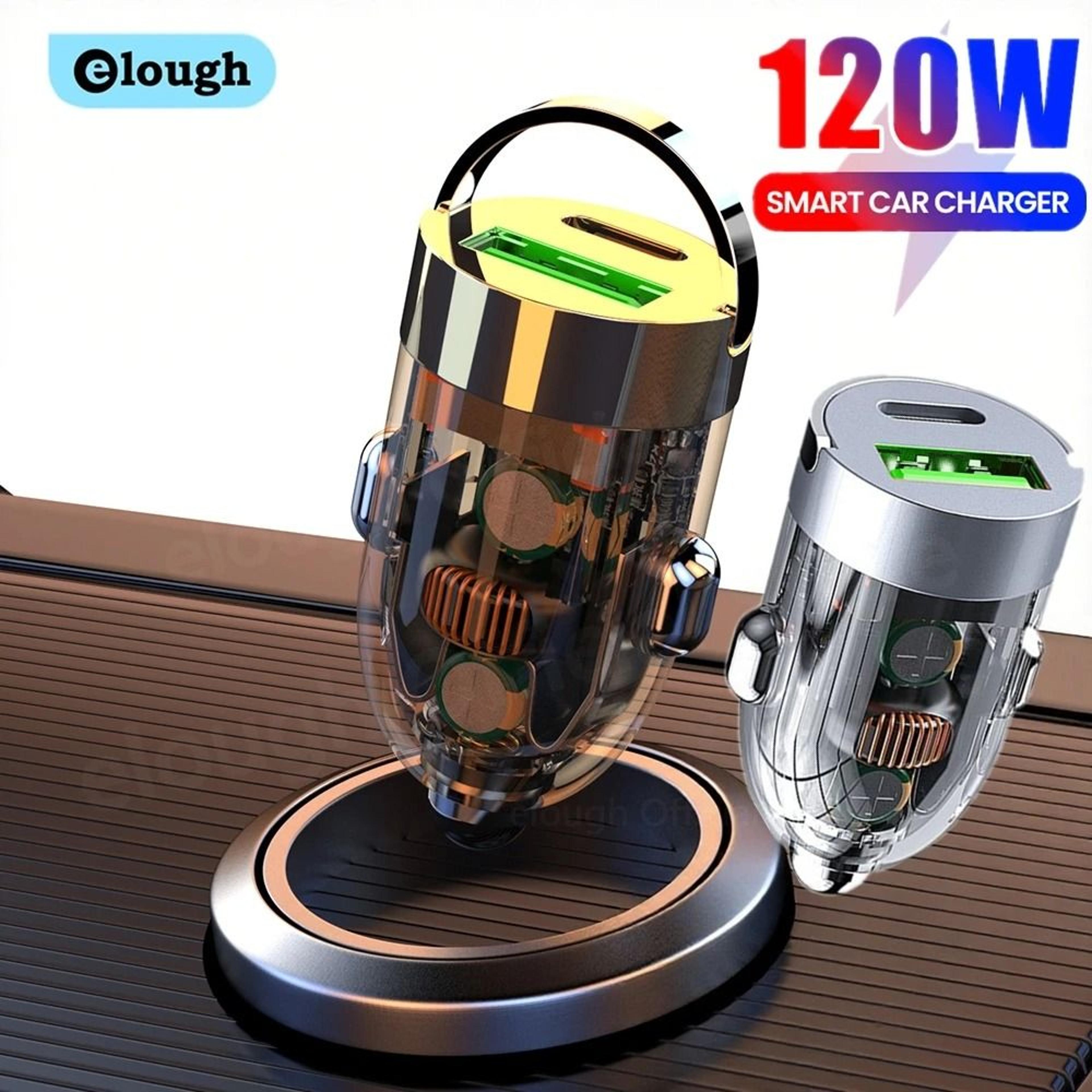 transparent 120w fast charging car adapter