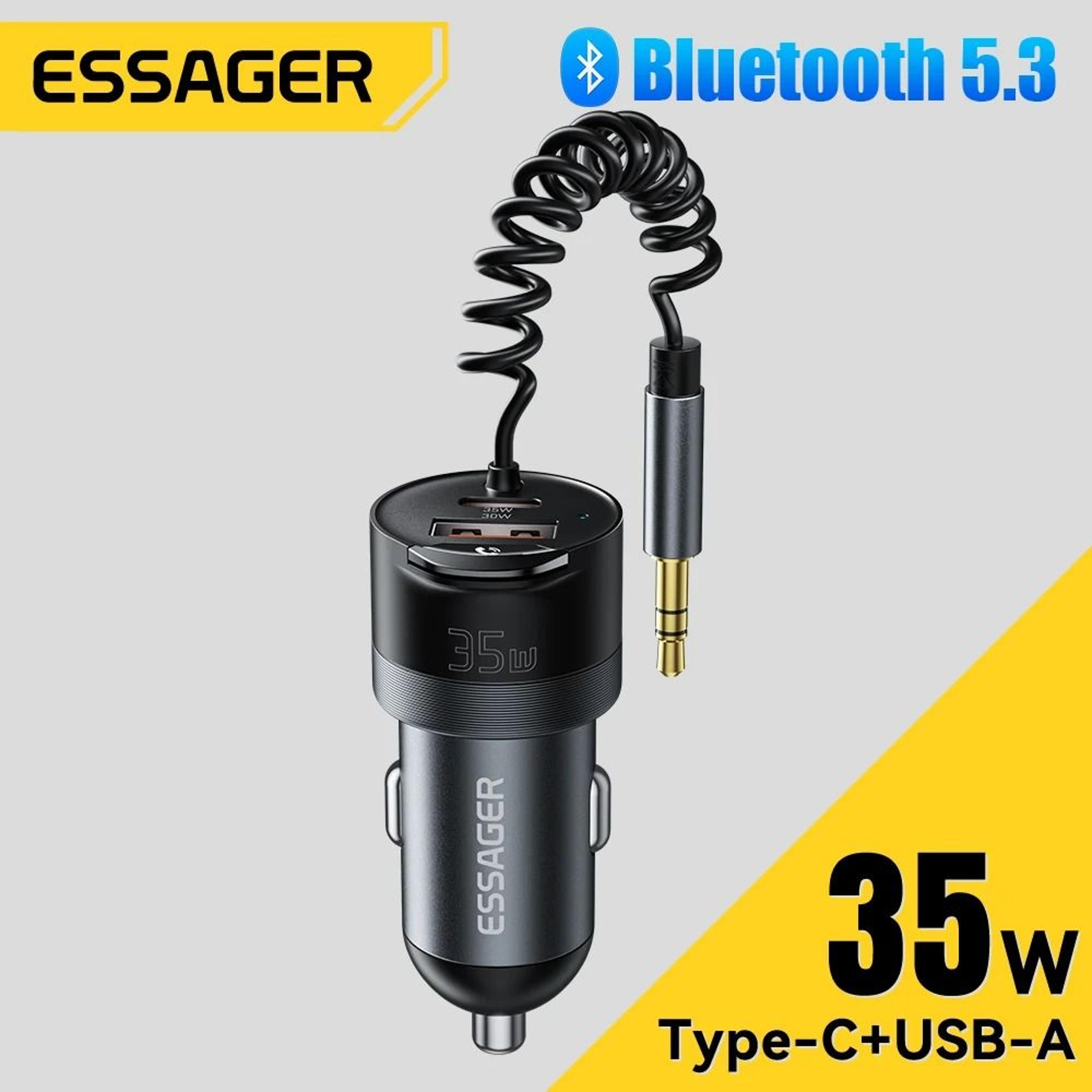 bluetooth 5.3 fast charging car aux adapter