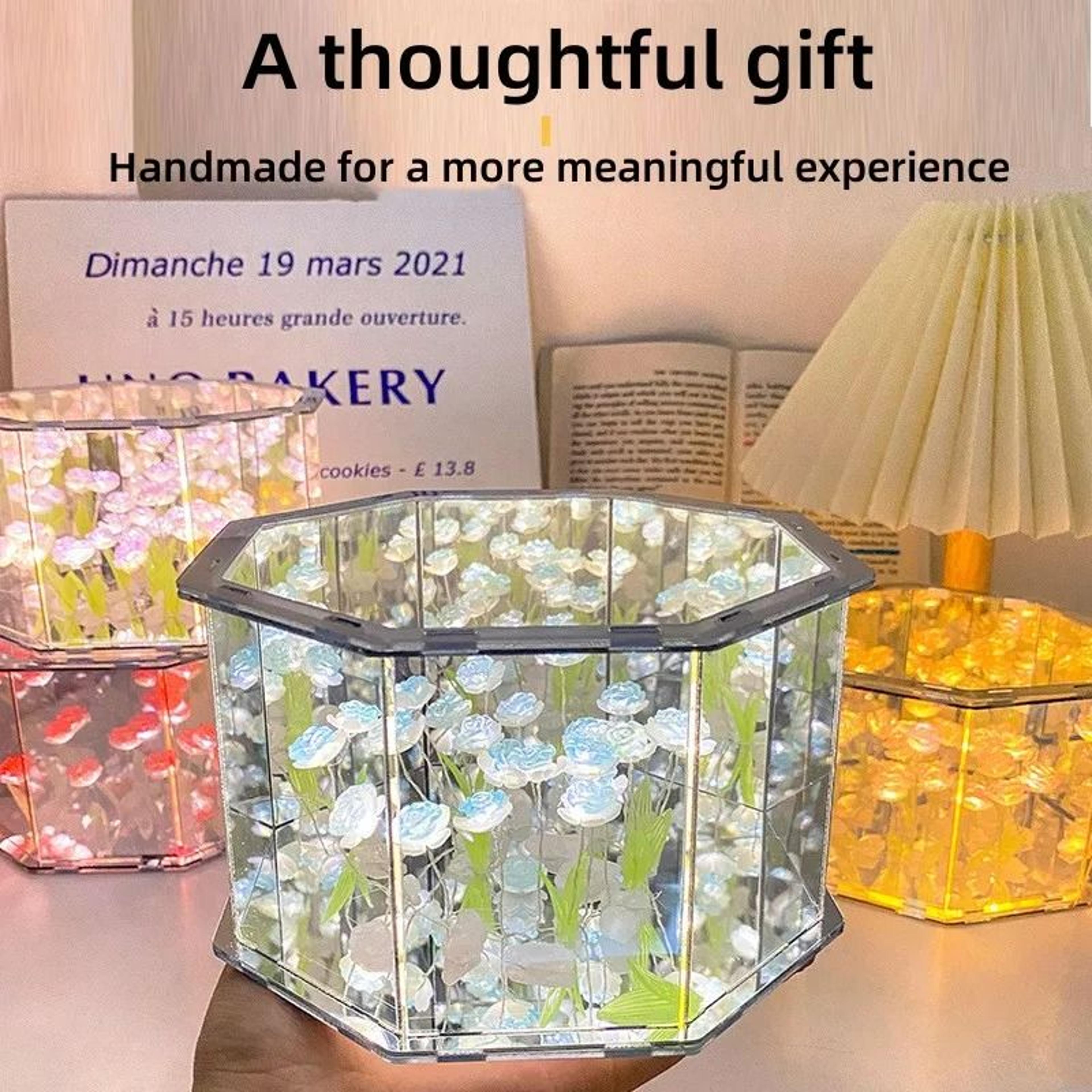 handmade infinity tulip mirror cube nightlight