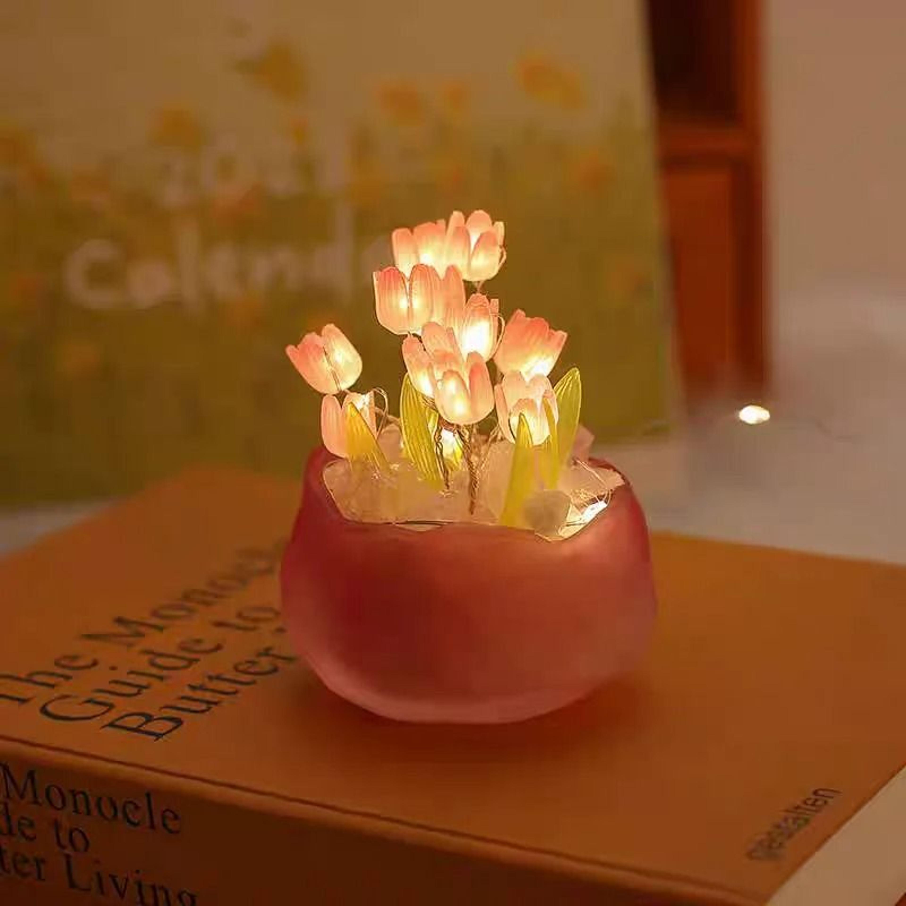 handmade literary garden tulip book lamp
