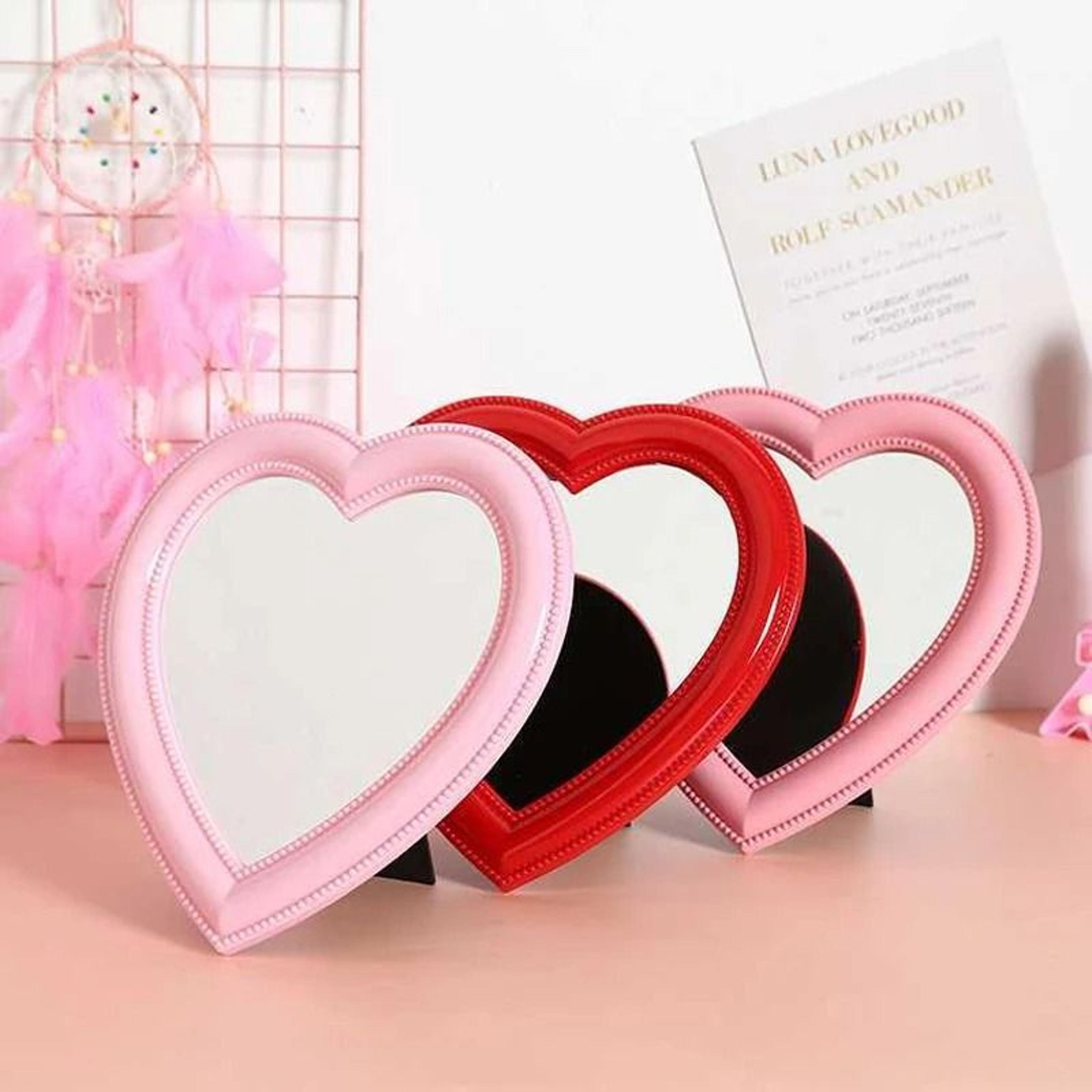 aesthetic pastel heart vanity & wall mirror