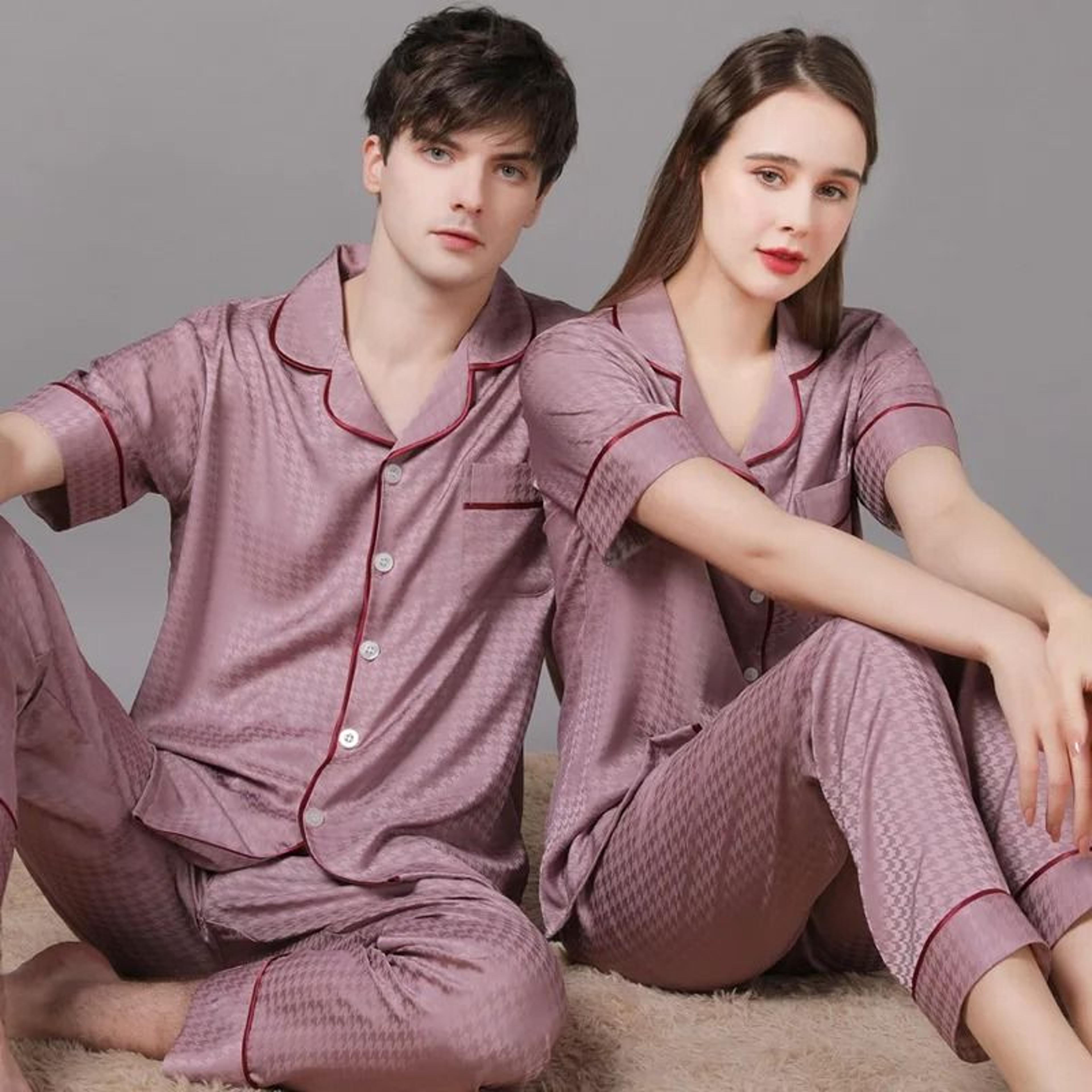 midnight silk luxe summer couples set