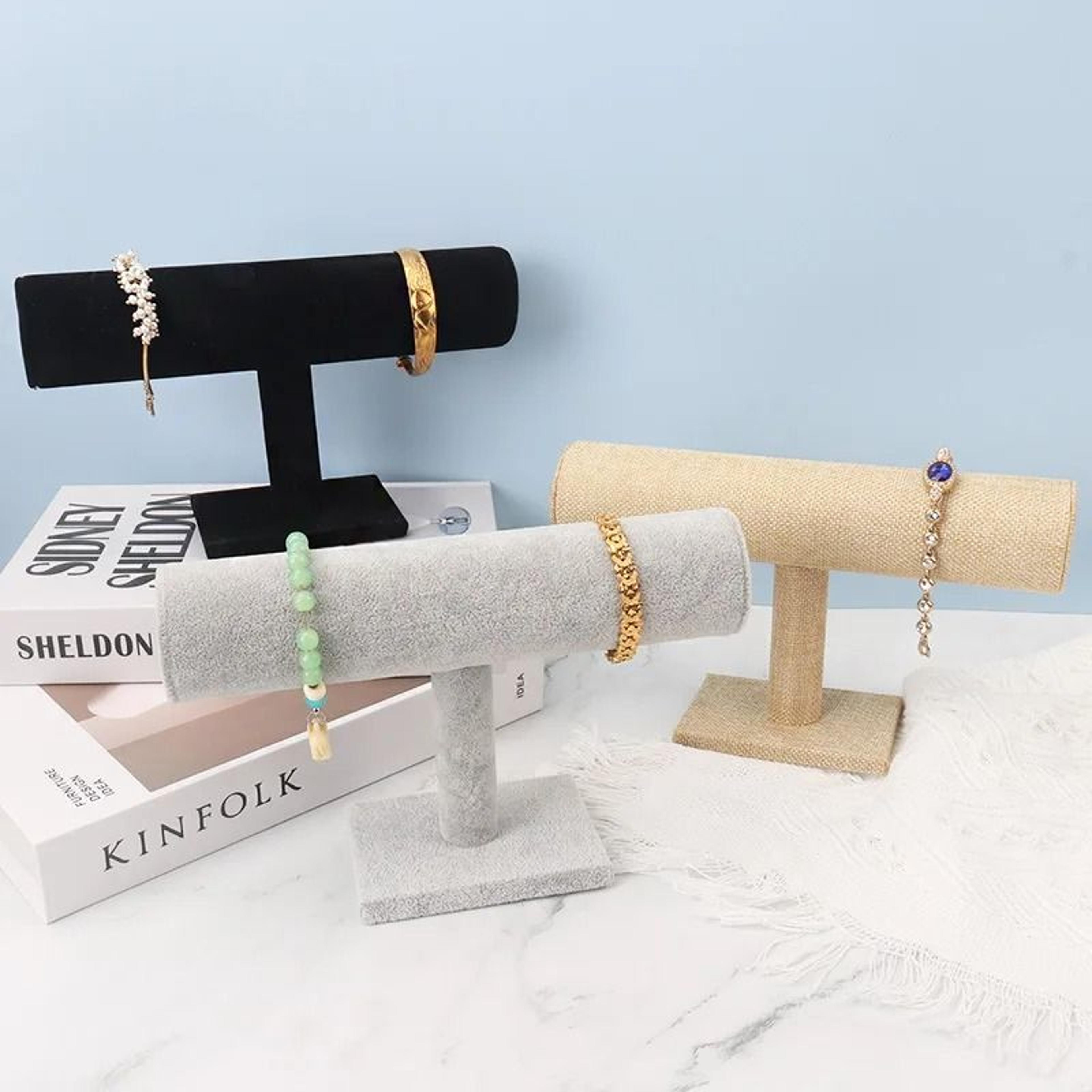 t-bar jewelry & watch display stand – velvet bracelet rack