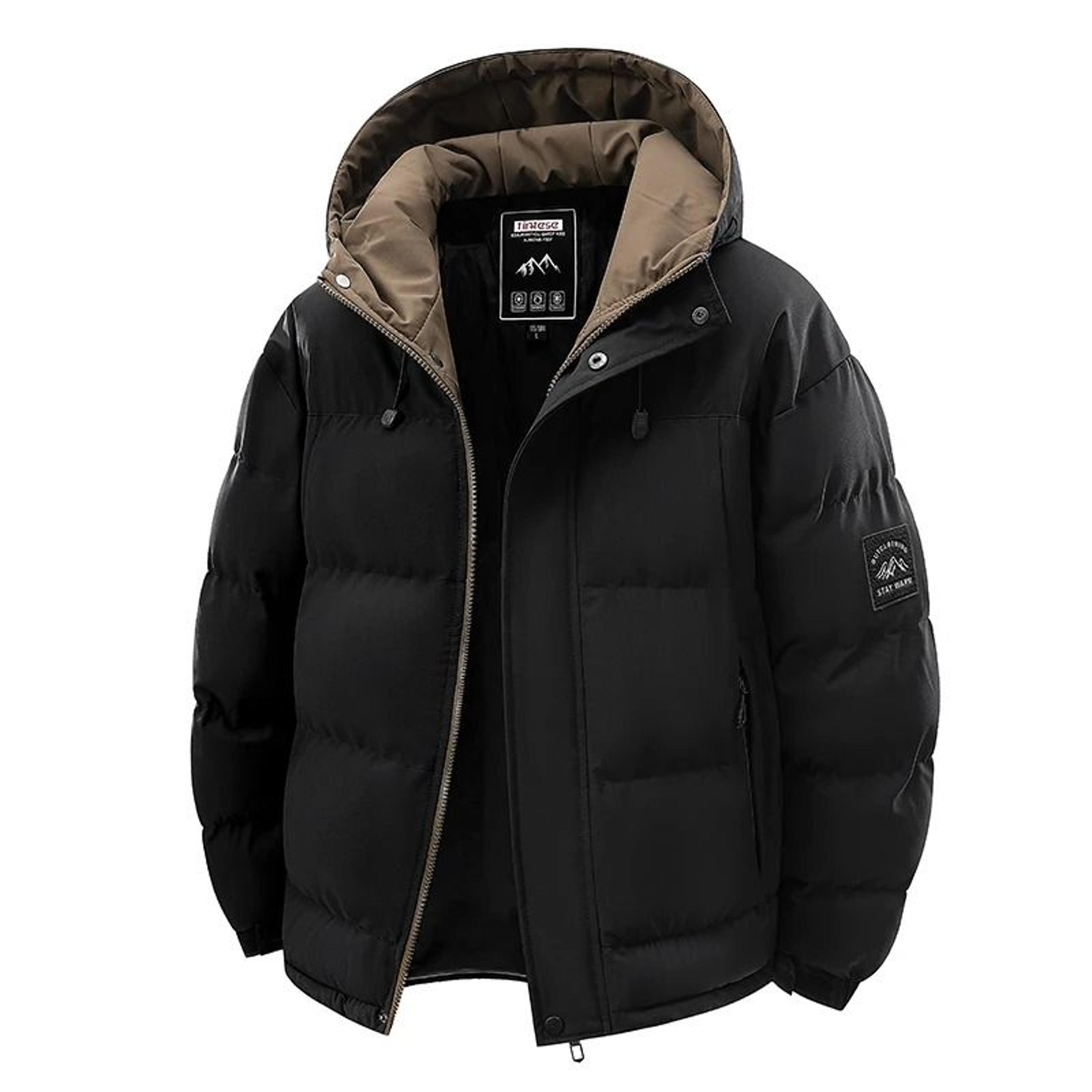 mens winter hooded parka – windproof thickened outdoor coat